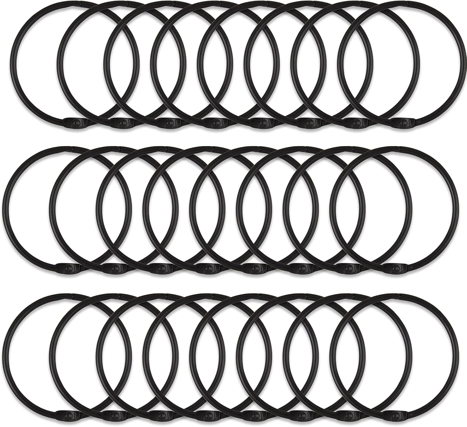Etokfoks  24 Pack Black Rustproof Decorative Metal Round Shower Curtain Hooks Iron Rings for Standard Rods Bathroom with Clasp Closures