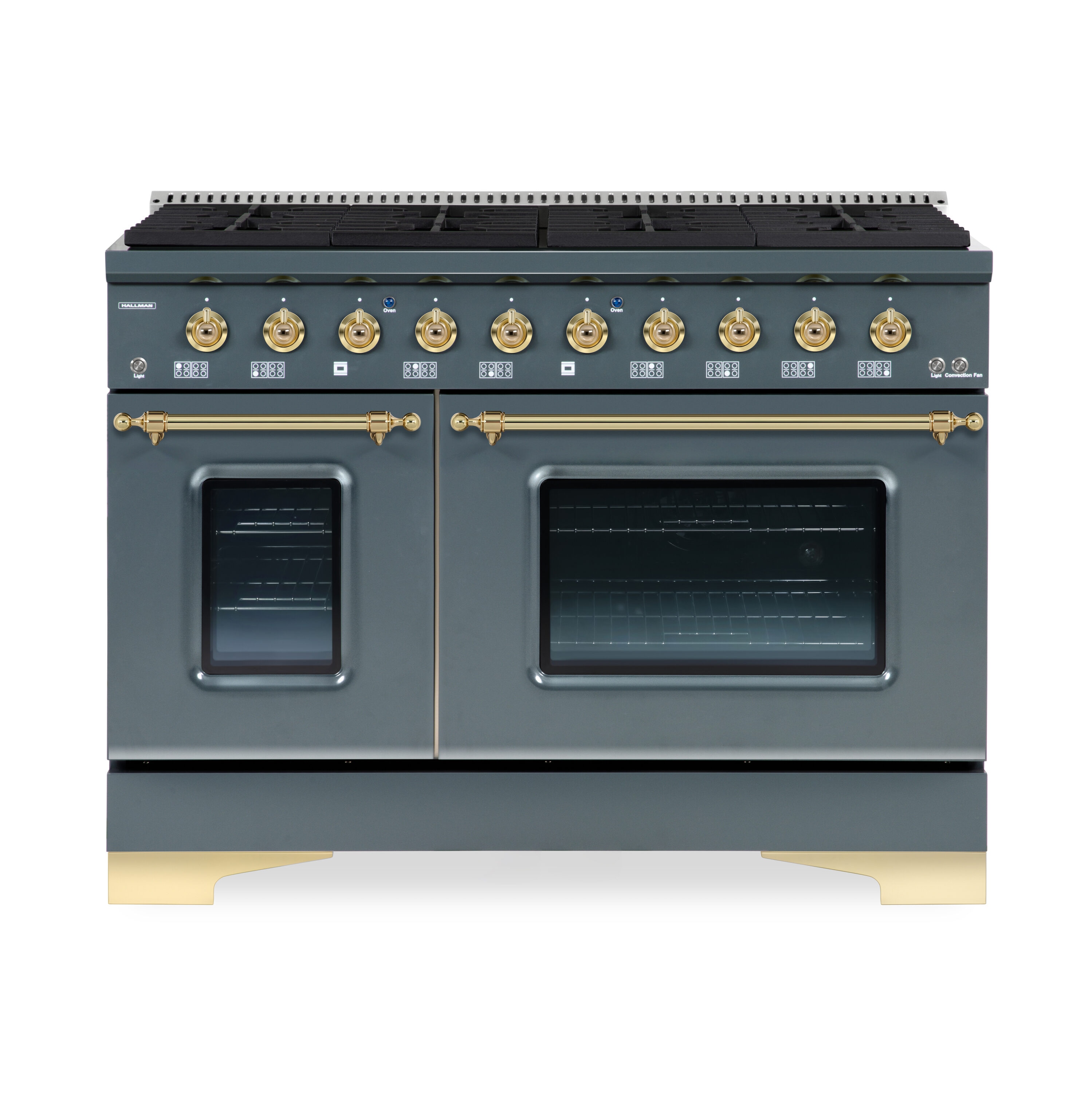 Hallman HCLRDF48BSGR 48-in 4.2-cu ft / 2.5-cu ft Convection Oven Freestanding Double Oven Dual Fuel Range ( Blue Grey )