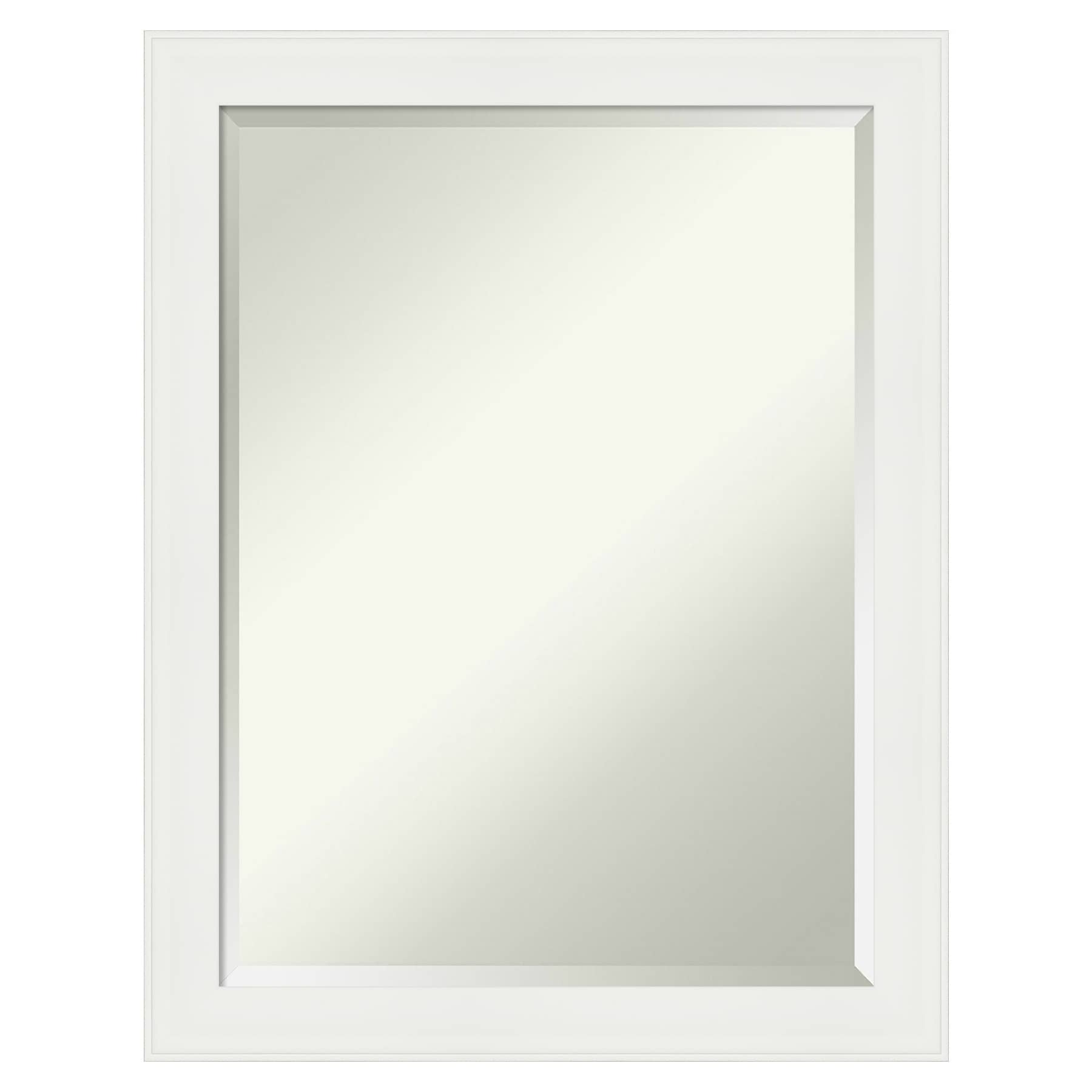Amanti Art A17005479739 Vanity White 21.5-Inches W x 27.5-Inches H Rectangle Vanity White Narrow Framed Wall Mirror