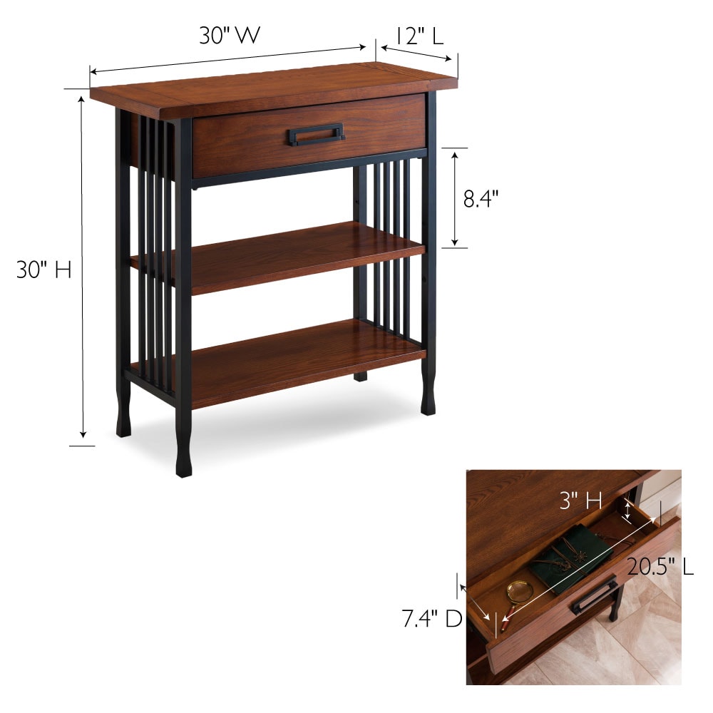 Adjustable Burnished Oak 30" Bookcase with Matte Black Base