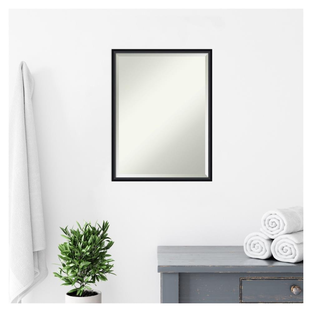 Lucie Black Beveled Wood Rectangular Wall Mirror