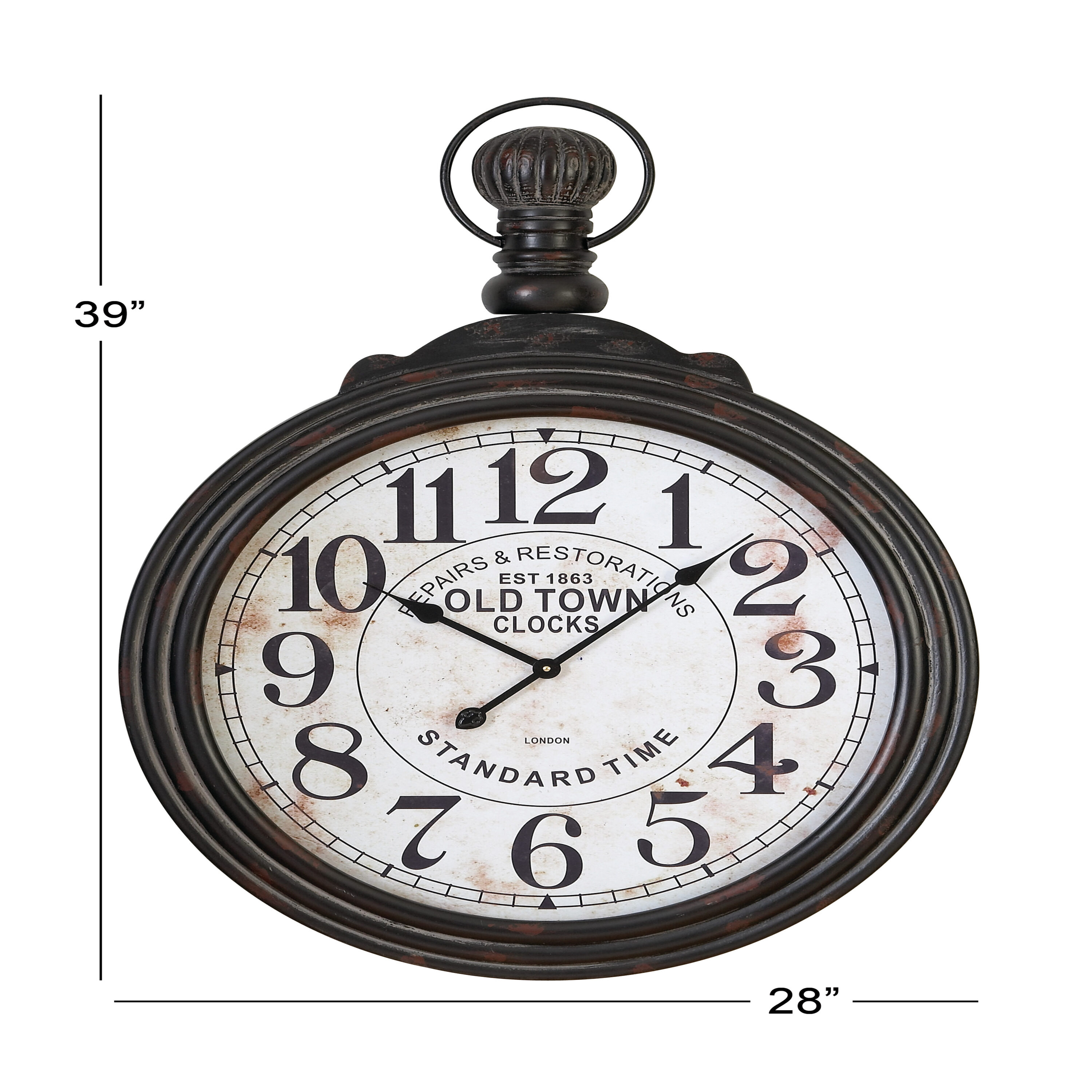 39" Brown MDF Vintage Pocket Watch Wall Clock