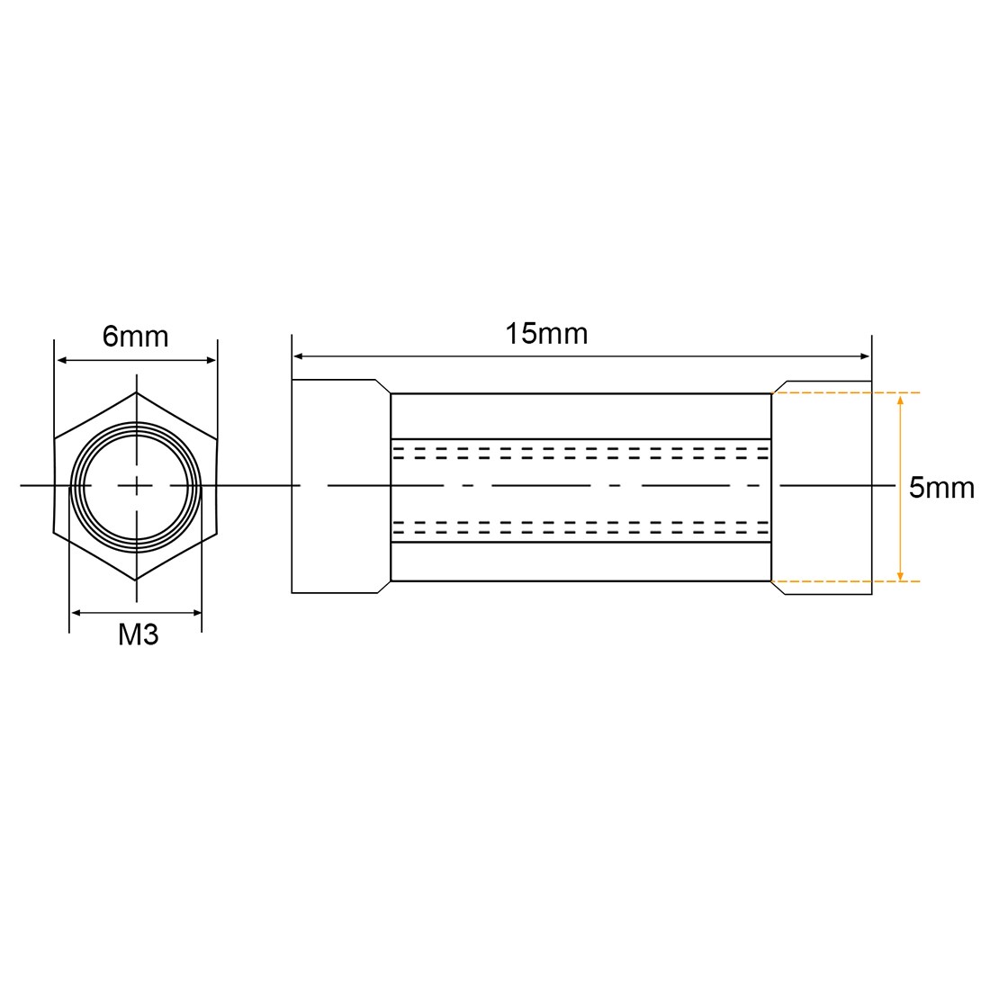 Unique Bargains Hex Aluminum Standoff Spacer Column M3x15mm for RC ...