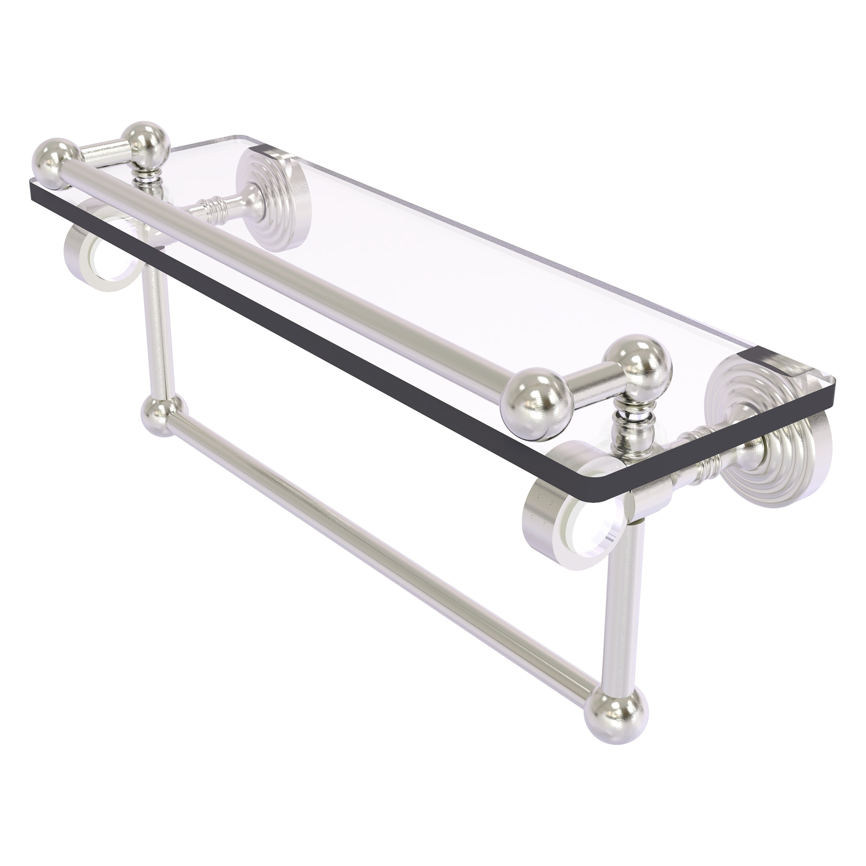 Allied Brass PG-1TB-16-GAL-SN Pacific Grove Satin Nickel 1-Tier Wall Mount Bathroom Shelf (16-in x 6.8-in x 5-in)