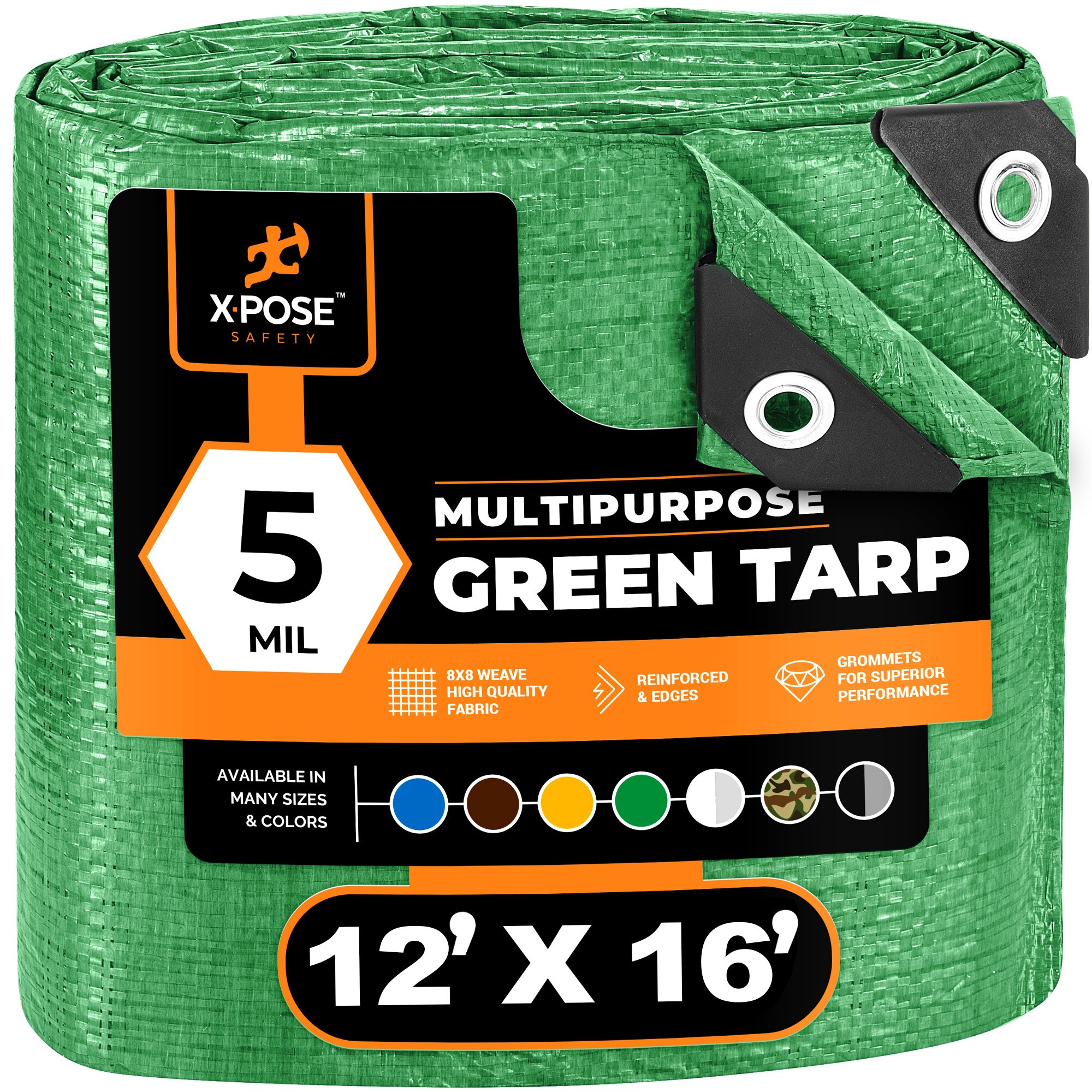 XPOSE SAFETY GT-1216-X 12-ft x 16-ft Green Water resistant Commercial Polyethylene 5-mil Tarp