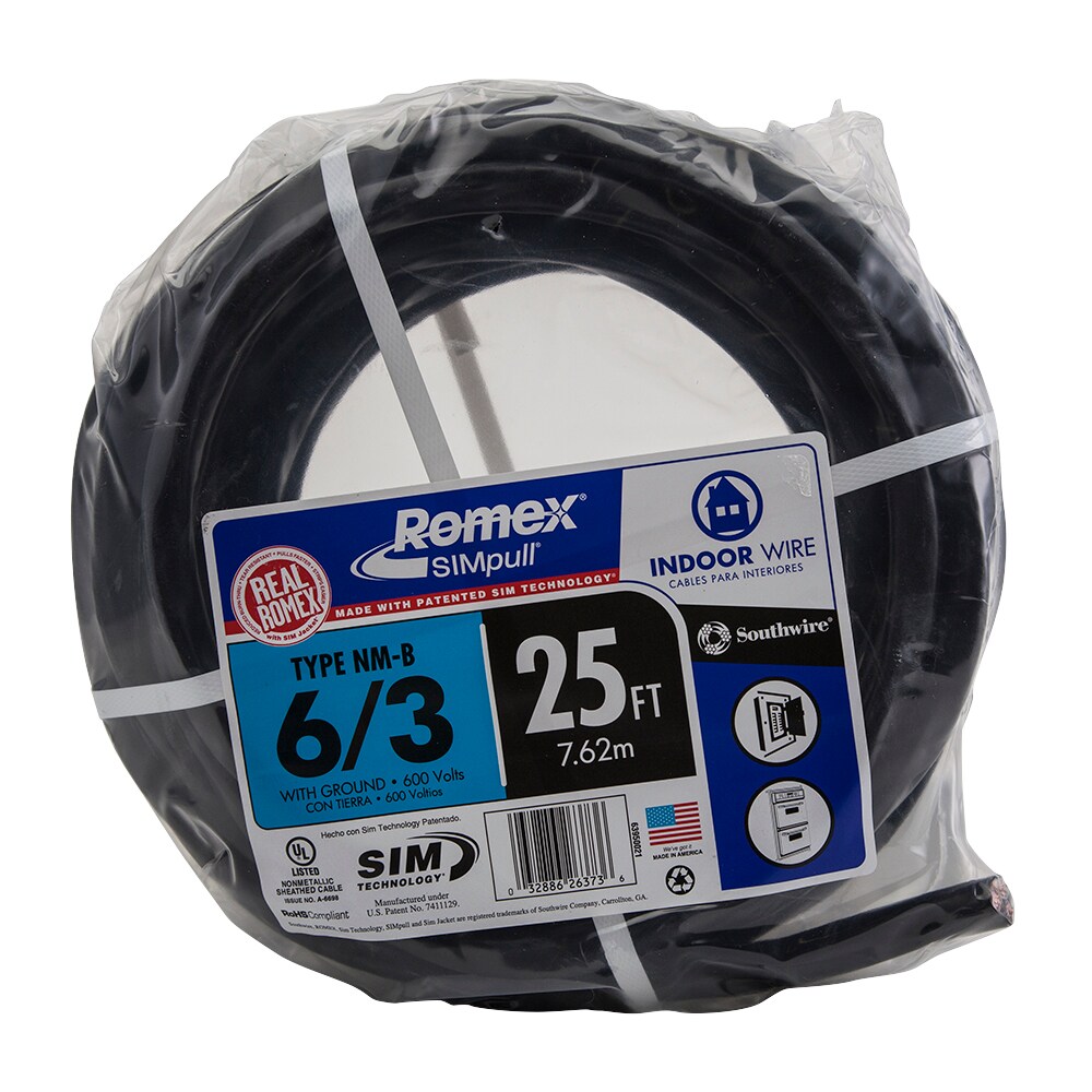 Southwire 25-ft 6/3 Romex SIMpull Stranded Indoor CU NM-B W/G ...