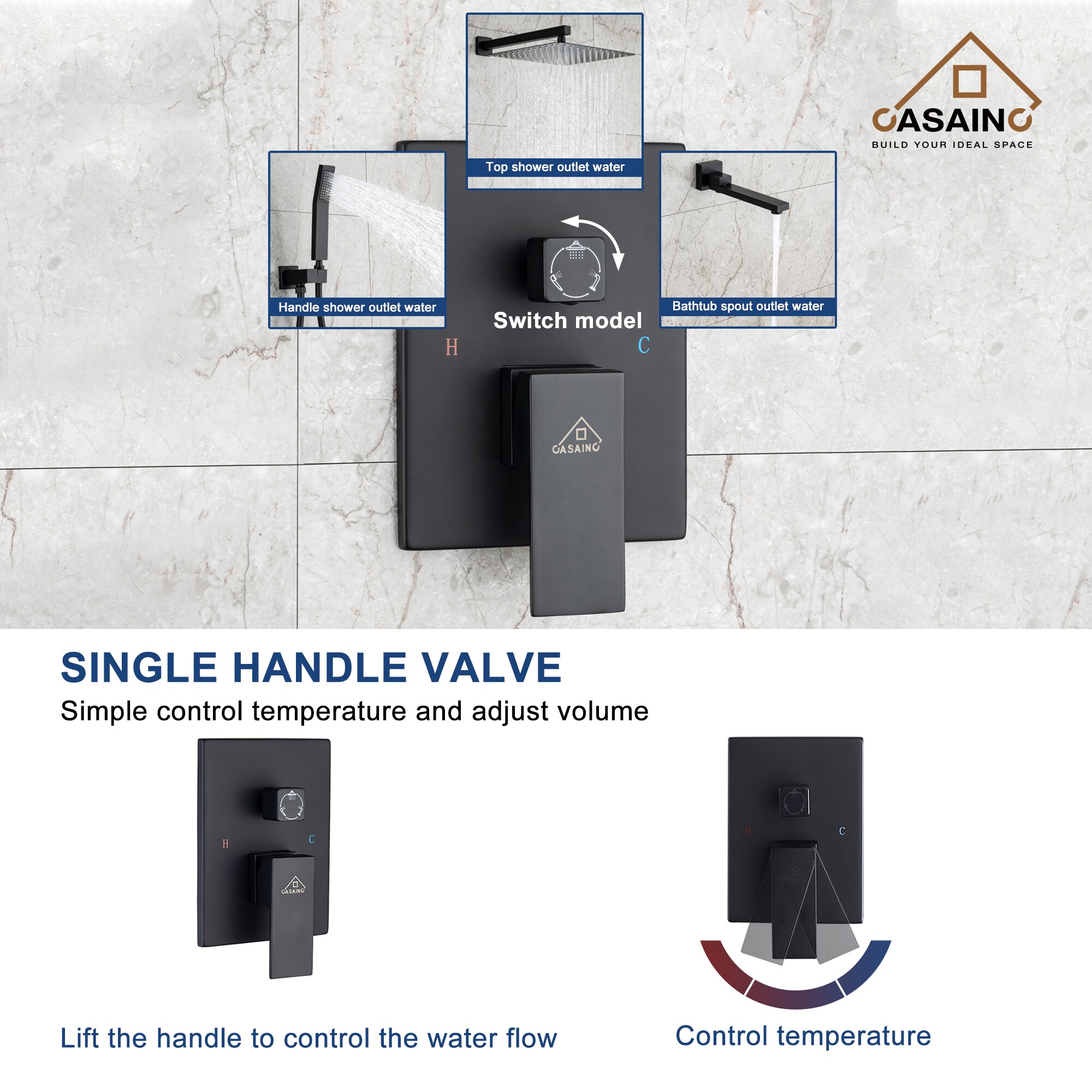 CASAINC CASA09MB Showerhead-Bar-Panels - View #5