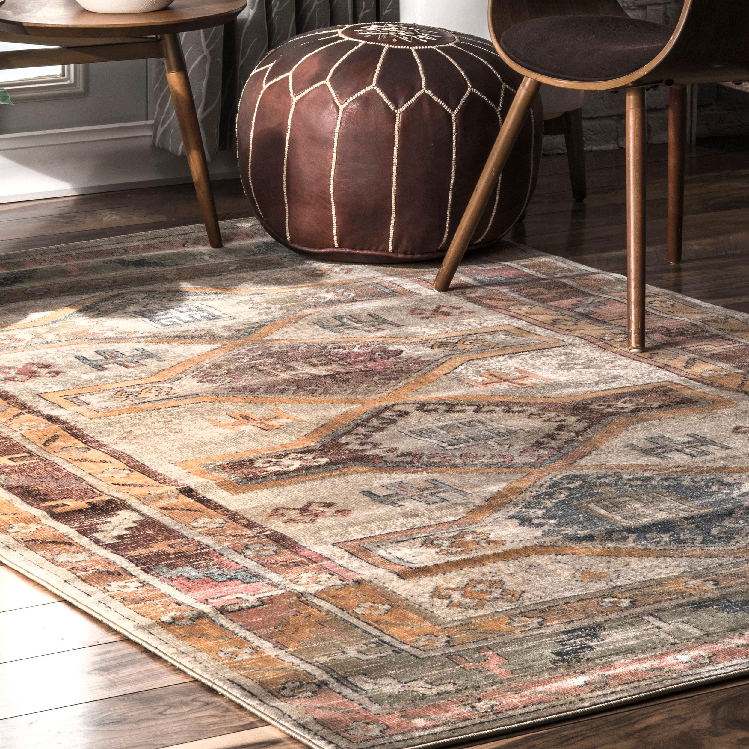 NuLOOM 8 X 11 Beige Indoor Distressed/Overdyed Vintage Area Rug In The ...