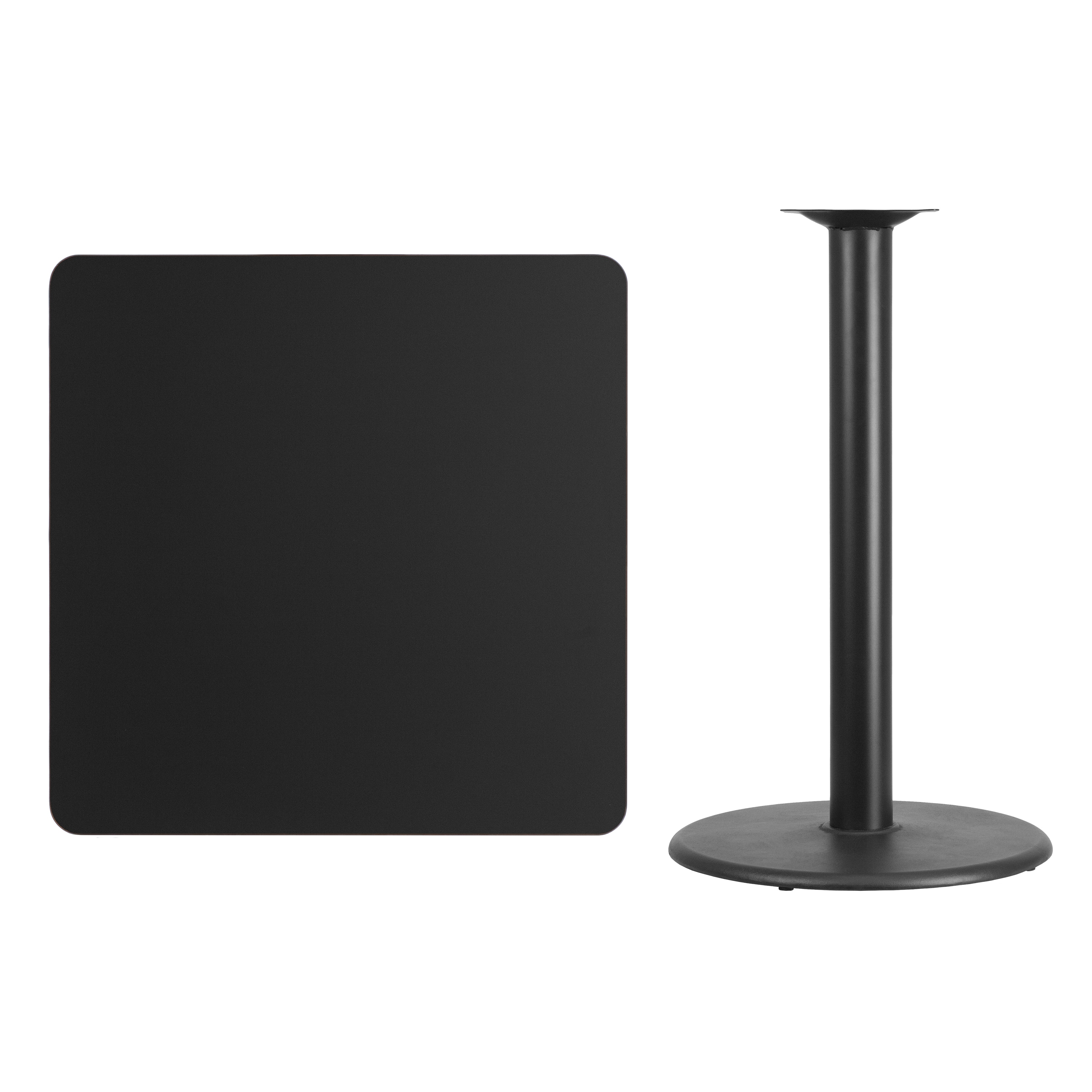Contemporary 36'' Square Black Laminate Bar Height Table