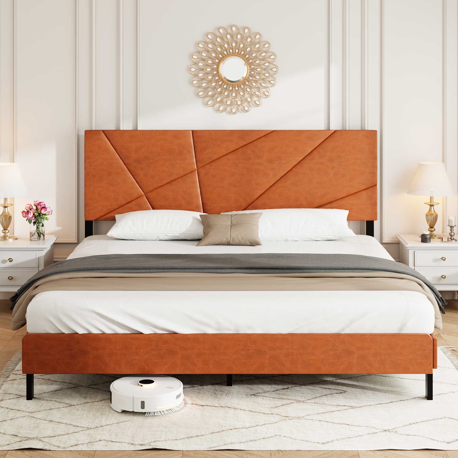GZMR GZ-JH4644K King size metal bed frame Antique brown King Metal Bed frame Bed