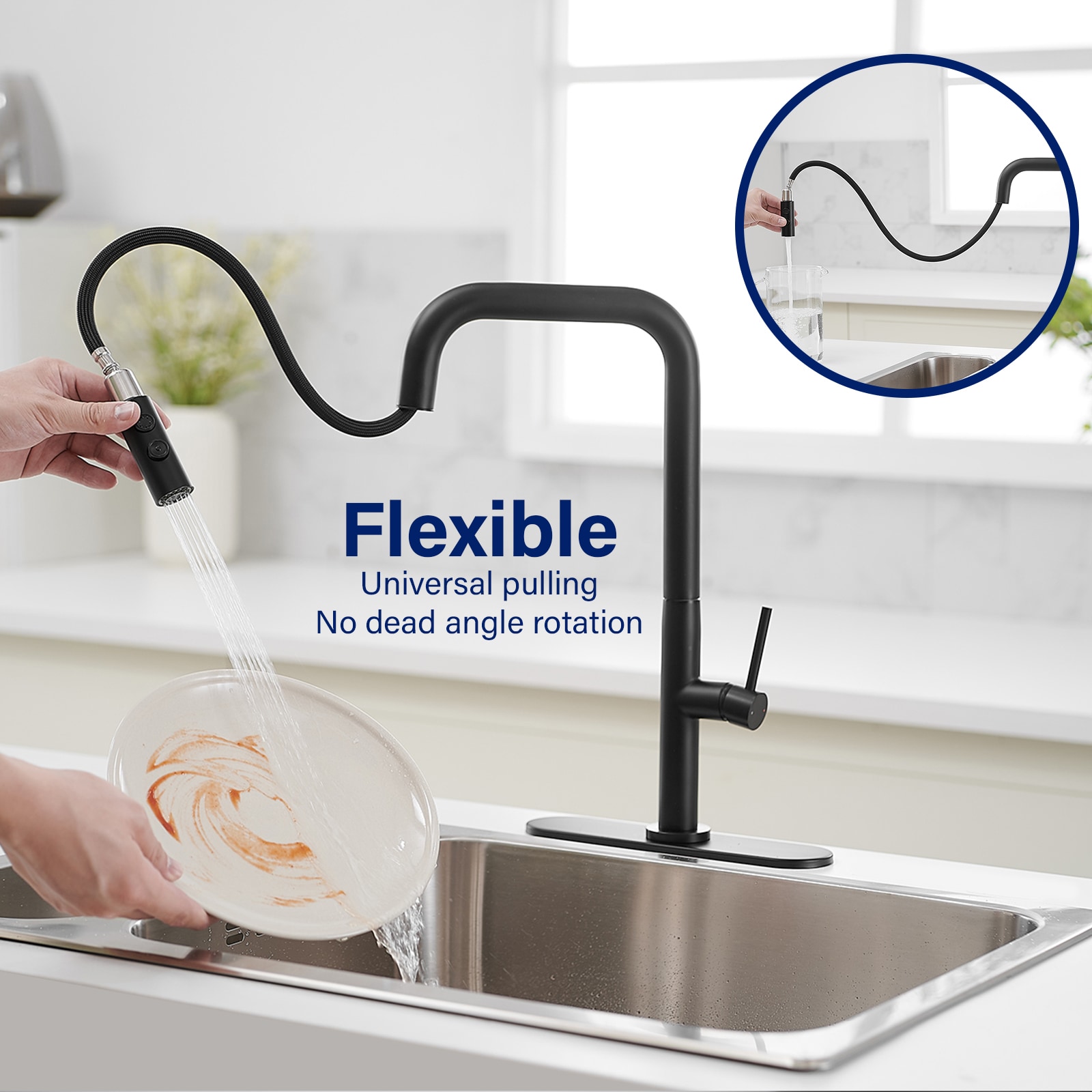 Matte Black Nickel Mid-Arc Pull-Out Spray Kitchen Faucet