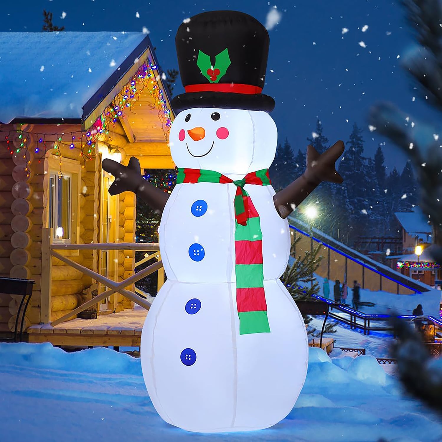 GOOSH 5-ft Lighted Snowman Christmas Inflatable DJ-SD-15059 at Lowes.com