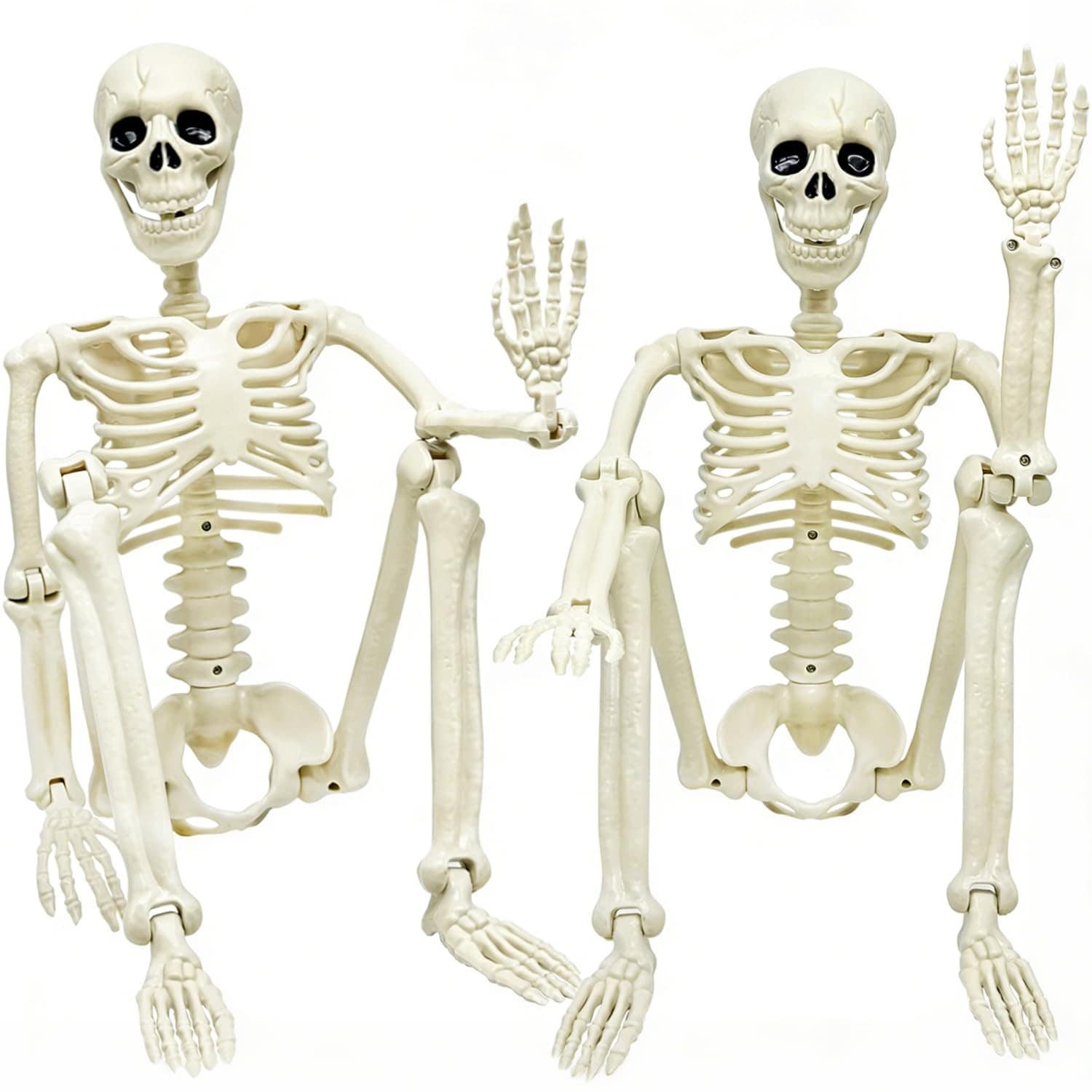 Camirus 36 in Posable Full Body Plastic Skeleton Halloween Decoration 2-Pack with Flexible Joints for Yard Lawn Patio Indoor Party Decor