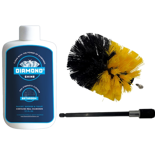 Diamond Shine 3 Piece Bathroom Cleaner & Scrub Brush Combo with Extension Toilets Hard Water Stain Remover Shower Door Cleaner