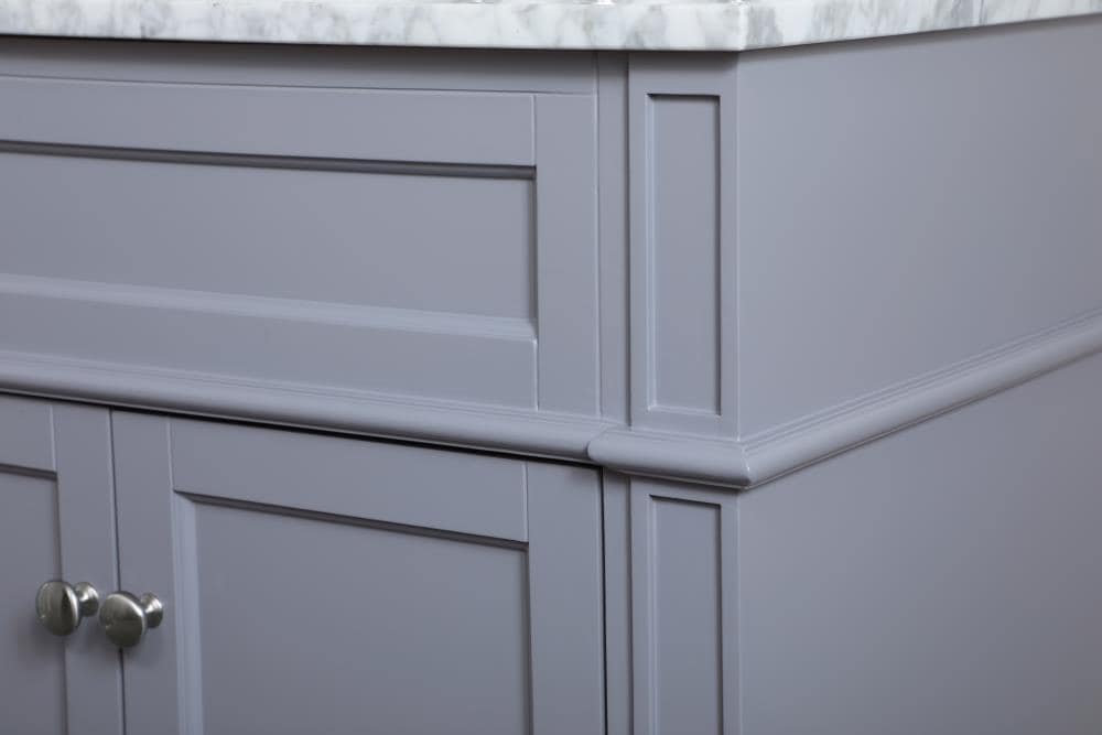 Gray Marble Top Single Bathroom Vanity with Porcelain Sink