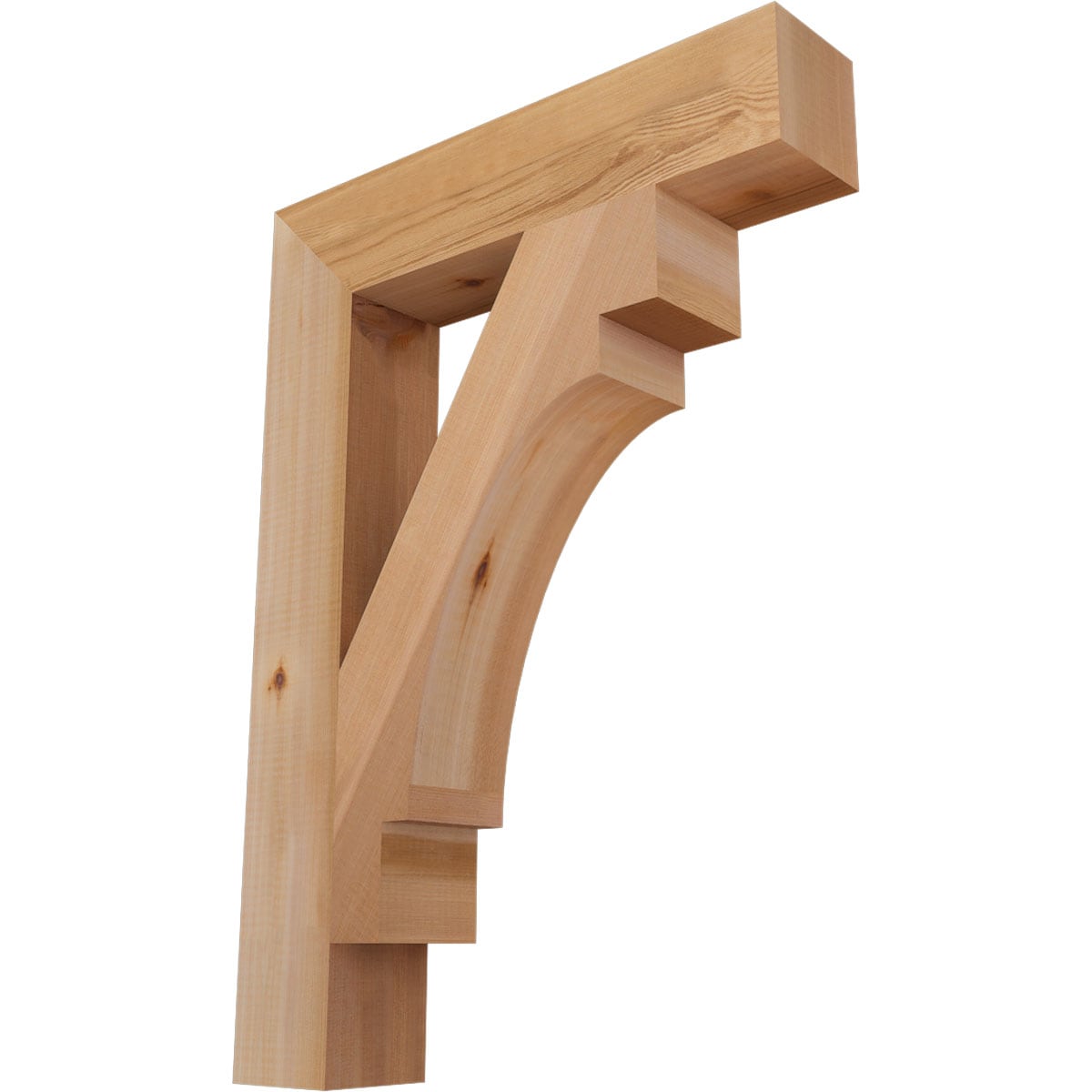 Ekena Millwork BKT04X20X28MRC05SWR Merced block smooth 3-1/2-in x 20-in x 28-in Western red cedar Brown Wood Standard bracket