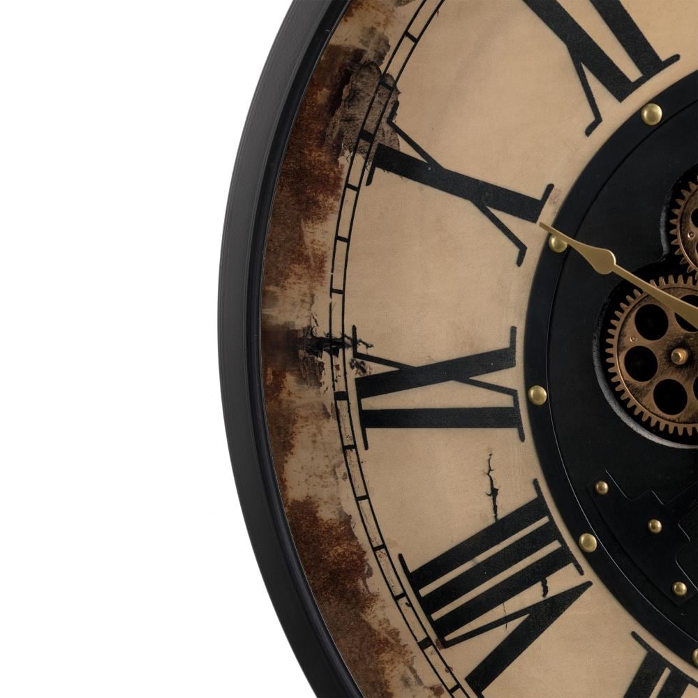 Richard 21 Gears Clock - Gold Frame + Antique Black - Classic Carolina Home