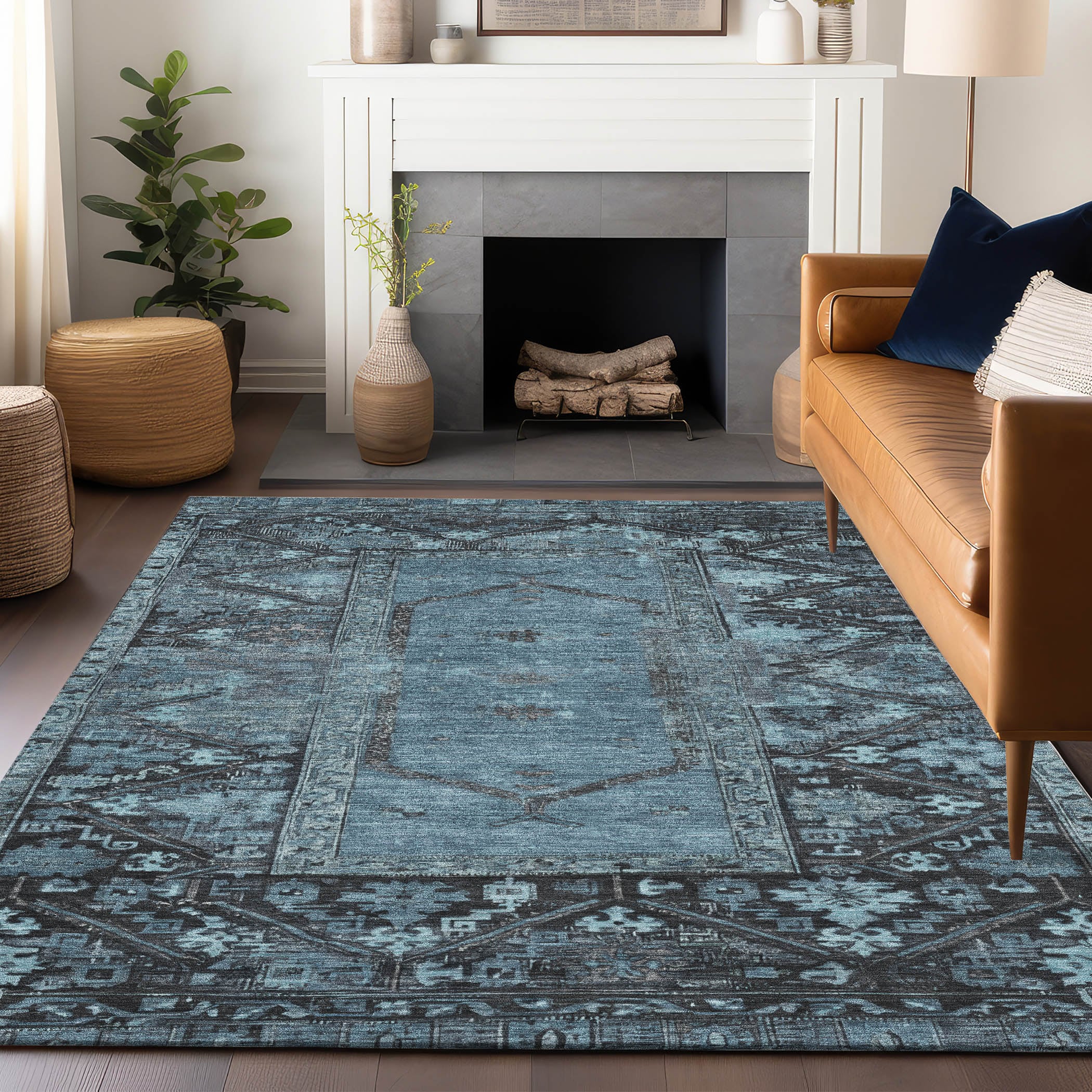 Addison Rugs ACN1727BU3X5 Chantille ACN1727BU 3 x 5 (ft) Loomed Blue Rectangular Indoor/Outdoor Machine washable Pet Friendly Area rug