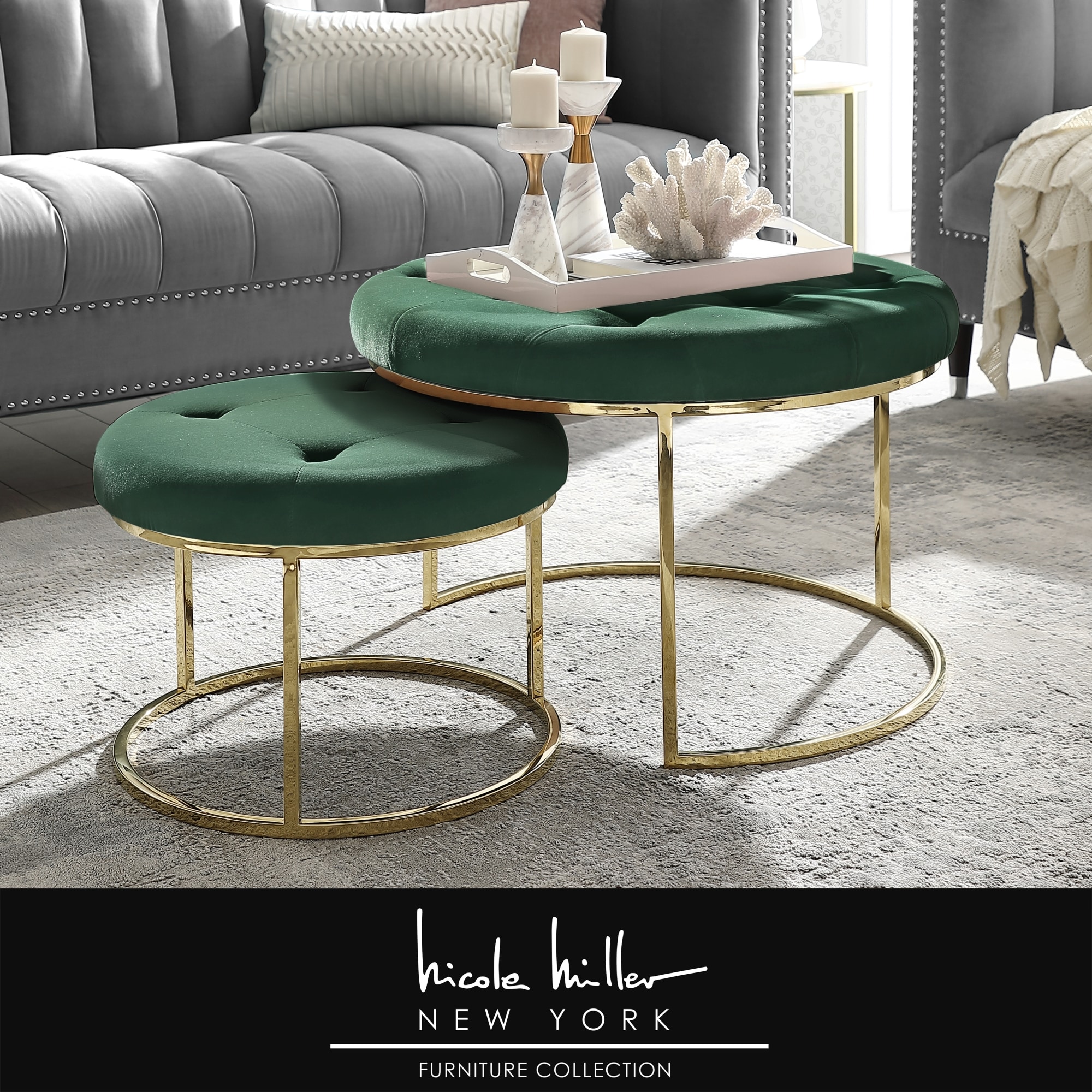 Nicole Miller NON106-02GN-LS Indoor-Ottomans - View #2