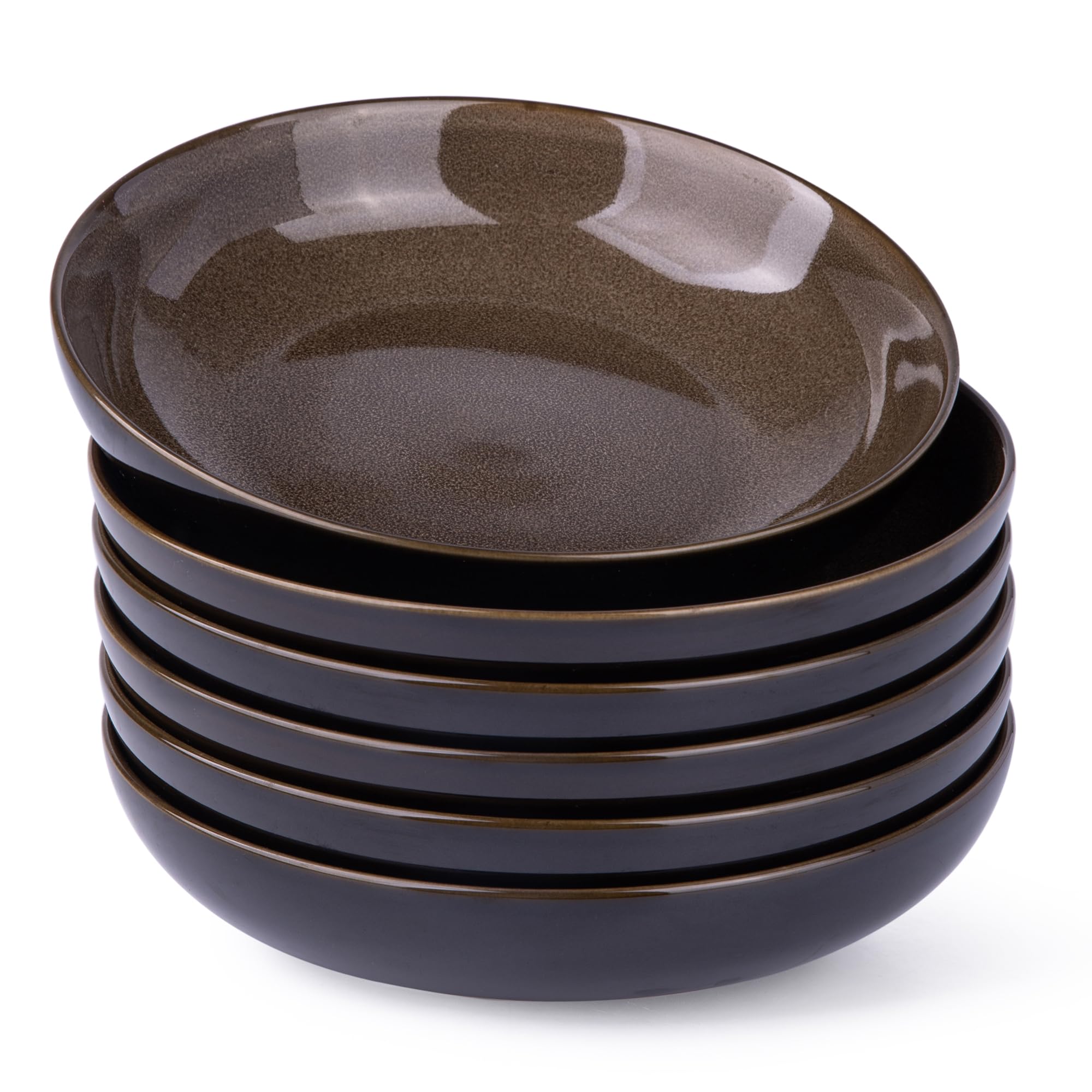Aoibox  Coffee Reactive Glaze Wide Ceramic Pasta Serving Bowls 38 oz Microwave and Dishwasher Safe Set of 6