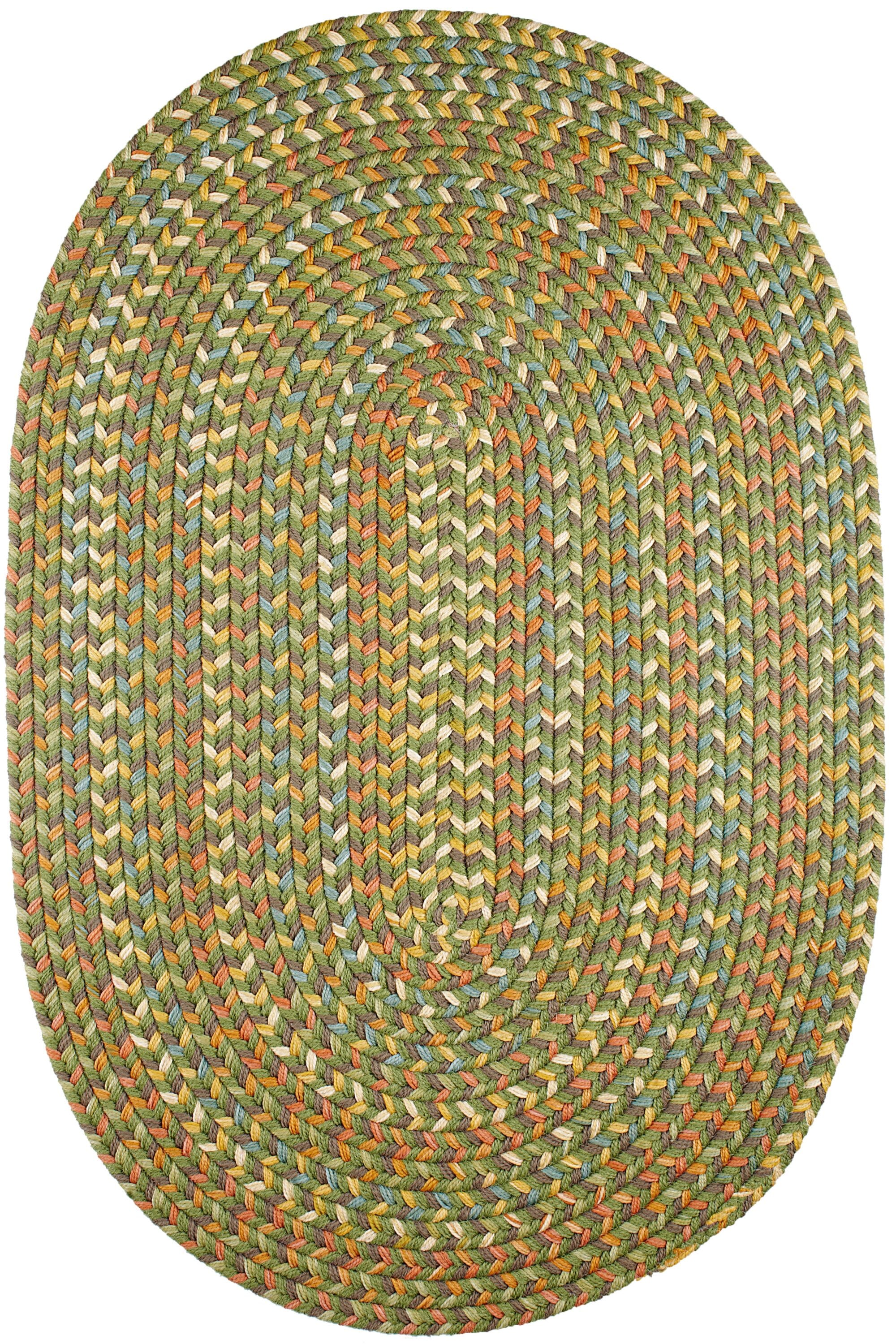 Rhody Rug CY67R096X132 8 x 11 (ft) Braided Polypropylene Olive Oval Indoor/Outdoor Geometric Area rug
