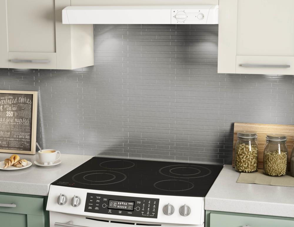 SpeedTiles Hex II S2 Metal Range Backsplash - Quick Peel & Stick  Installation with Powerful Adhesive - Edge Trims Included - 30 Inch Wide  with