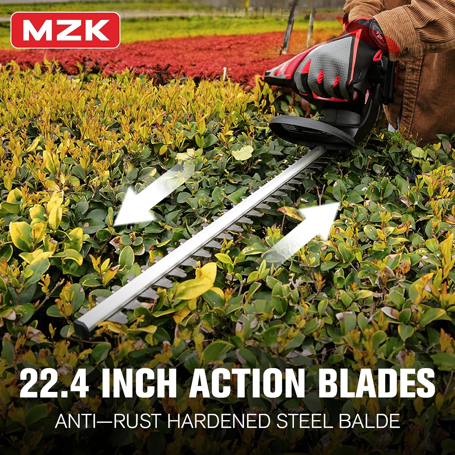 MZK 22 Inch Cordless Hedge Trimmer 20V Handheld Lightweight