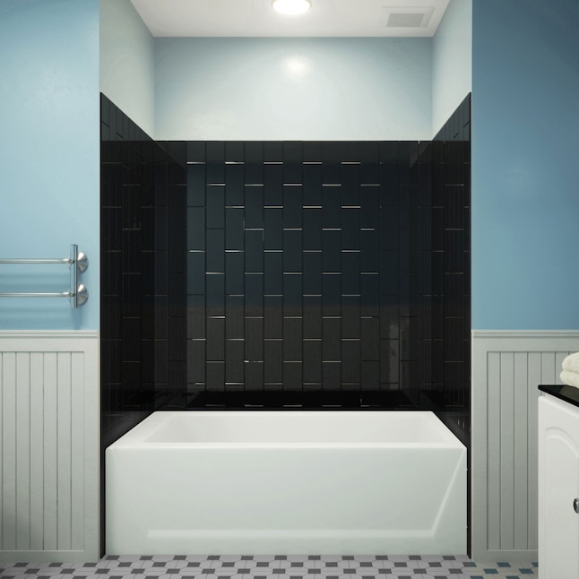 Black Acrylic Bathtub Wall Panel Kit, Seamless Bathtub Surround