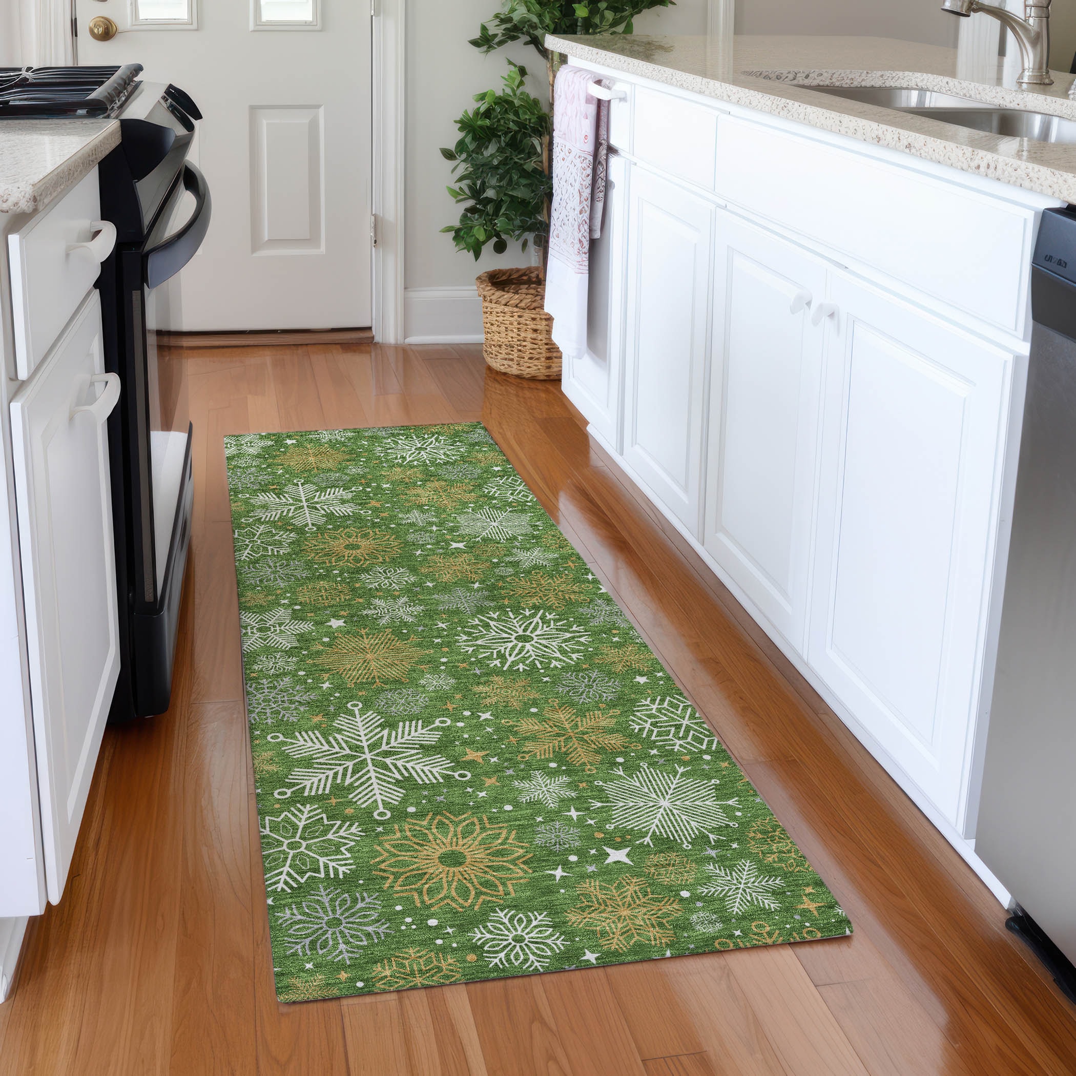 Addison Rugs ACN1823GE2X8 Chantille ACN1823GE 2 x 7 (ft) Loomed Polyester Green Rectangular Indoor/Outdoor Machine washable Area rug