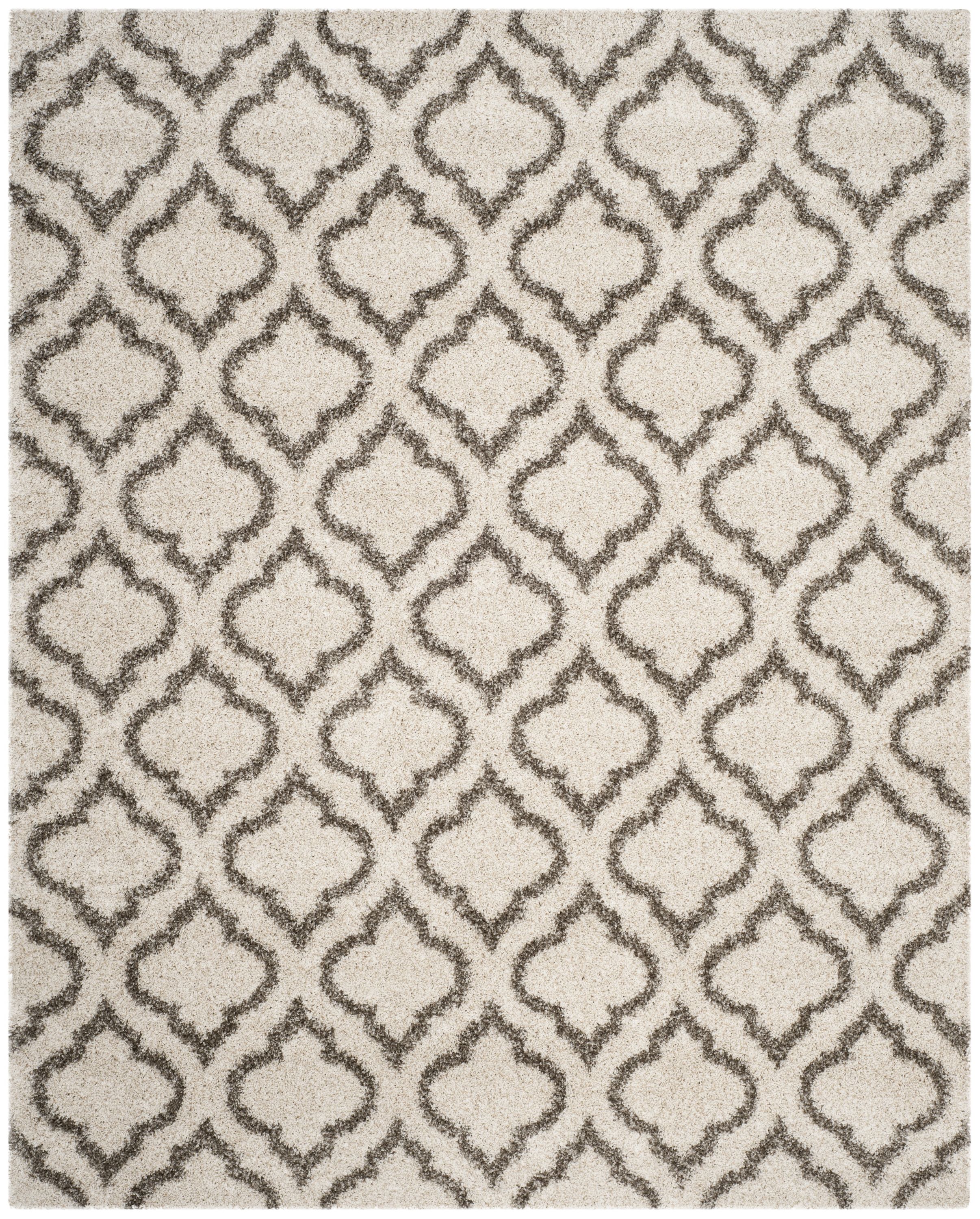 Safavieh SGH284A-6 Hudson Tensas Shag 6 x 9 (ft) Loomed Polypropylene Ivory/Gray Rectangular Indoor Trellis Area rug