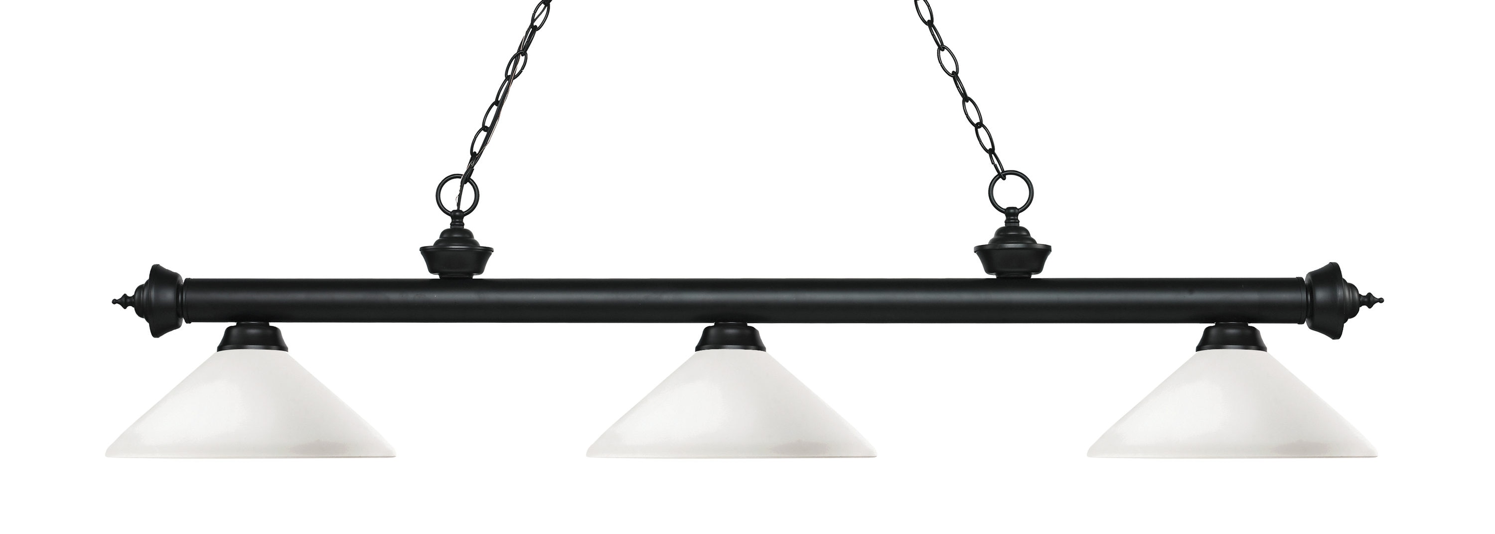 Riviera Matte Black and Antique Copper 3-Light Billiard Chandelier