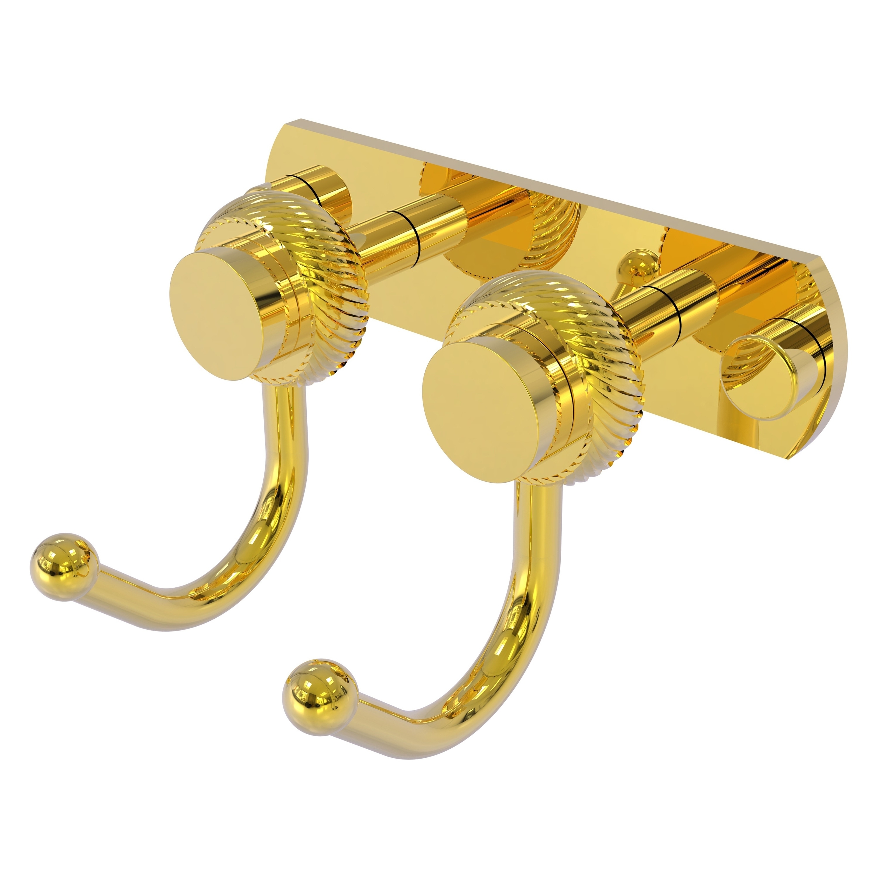 Allied Brass 920T-2-PB Mercury Polished Brass Double -Hook Wall mount Towel Hook