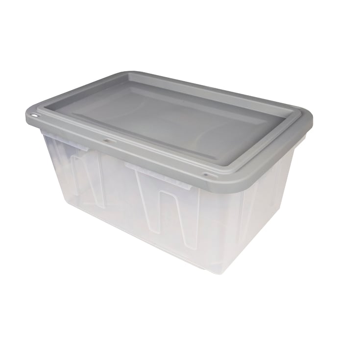 Shop Project Source Plastic Gray 4-Tier Shelf and Small Clear Heavy Duty  Tote Collection at