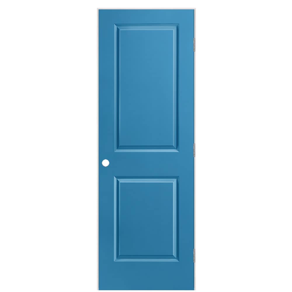 Masonite 1316101 28-in x 80-in Blue Heron Solid core 2-panel square Left hand Smooth Prefinished Molded composite Flat Jamb Single Prehung Interior Door