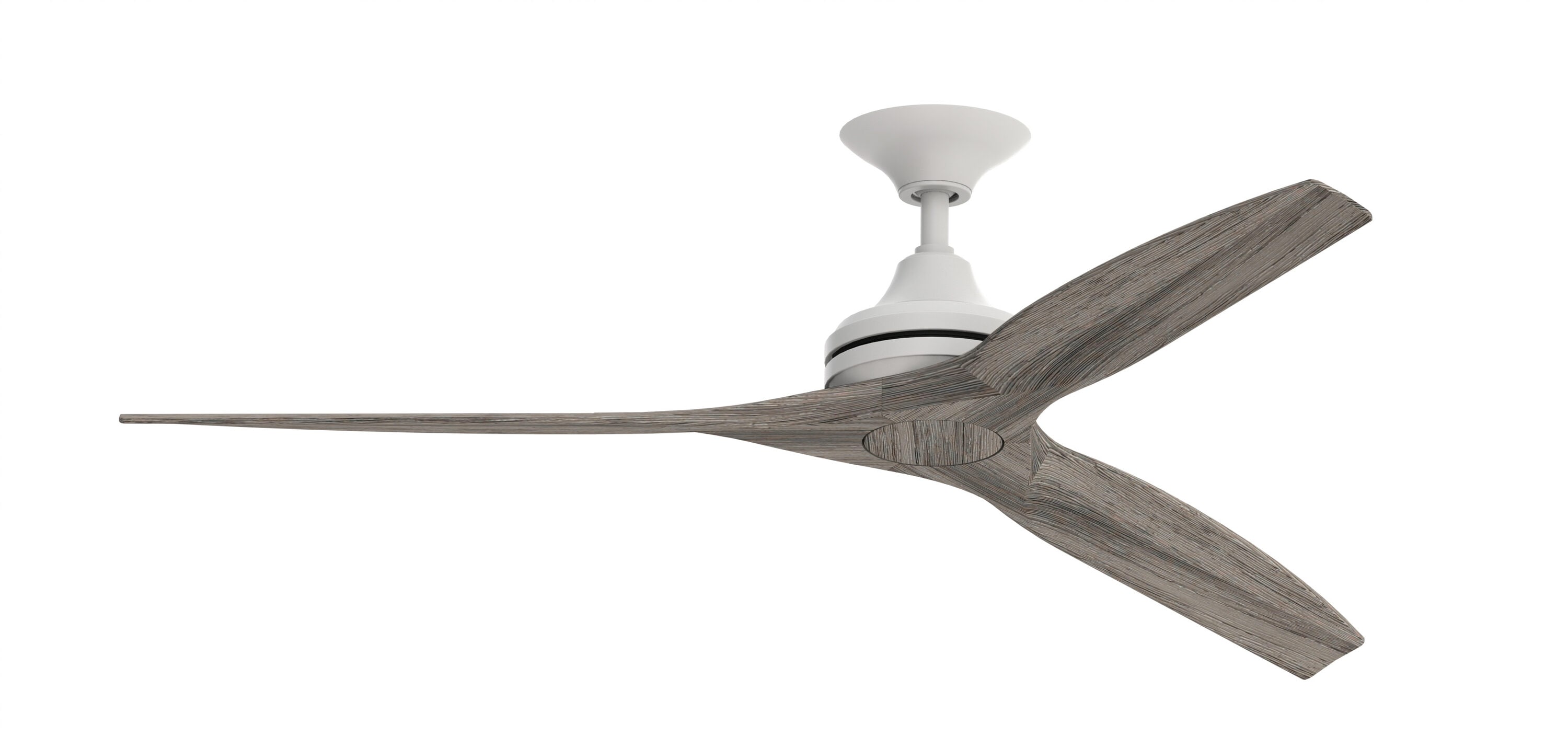 Fanimation FP6721BMW-60WE Spitfire 60-in Outdoor Matte White with Weathered Wood Blades Propeller Ceiling Fan Light Kit Compatible - Remote Included ( 3 -Blade )