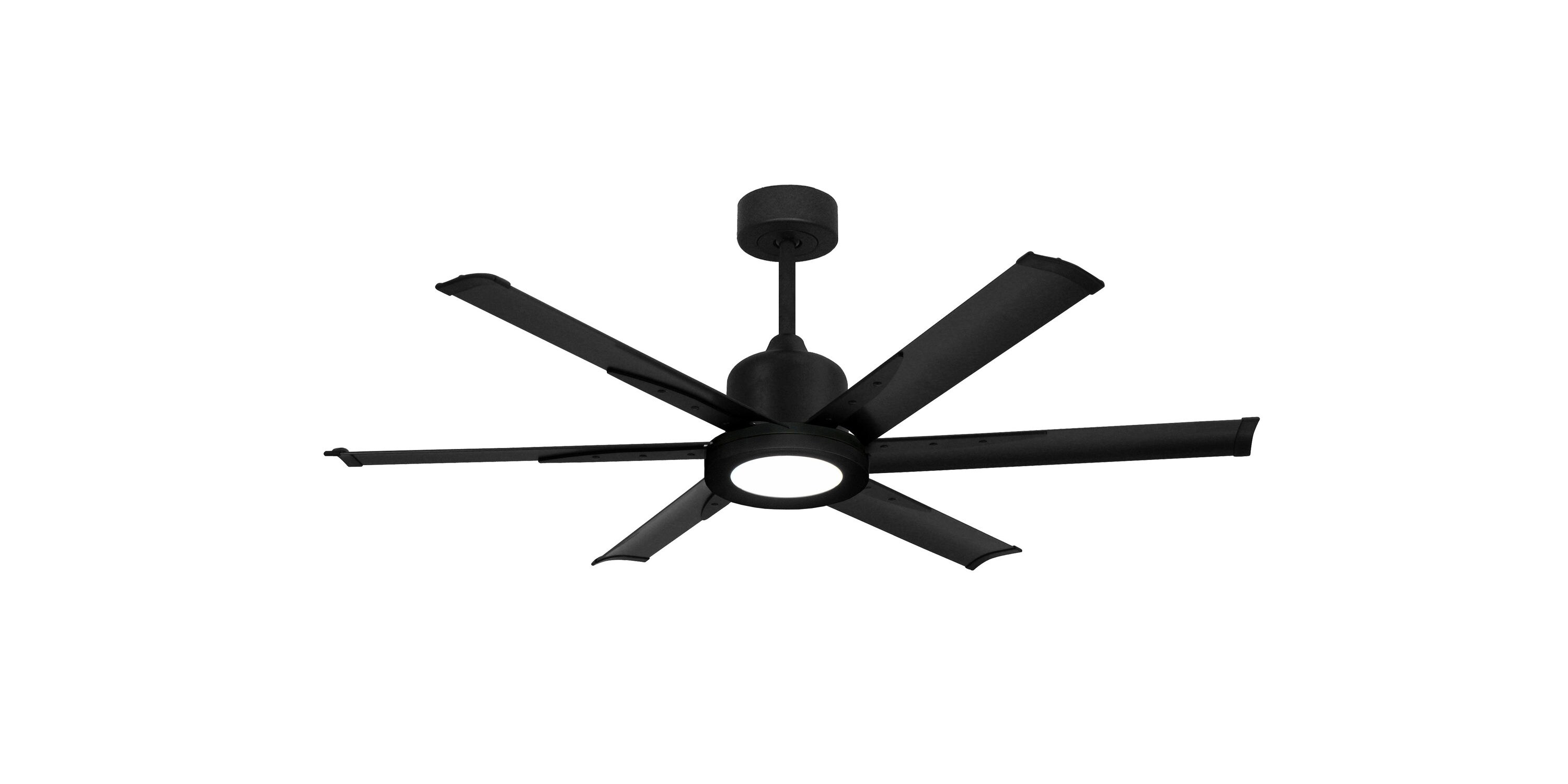 TroposAir 88259+88287+37108 Titan 52-in Integrated LED Outdoor Matte Black with Matte Black Blades Ceiling Fan With Light - Remote Included ( 6 -Blade )