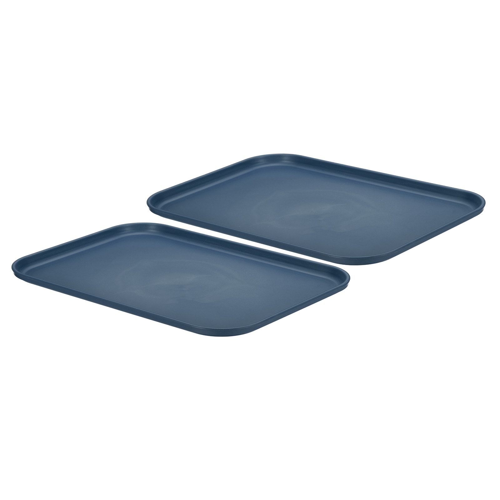 PATIKIL Plastic Fast Food Serving Tray 2 Pcs 15Inch x 10.6Inch Reusable Rectangular Cafeteria Serving Platter for Party Kitchen Restaurant Dark Blue