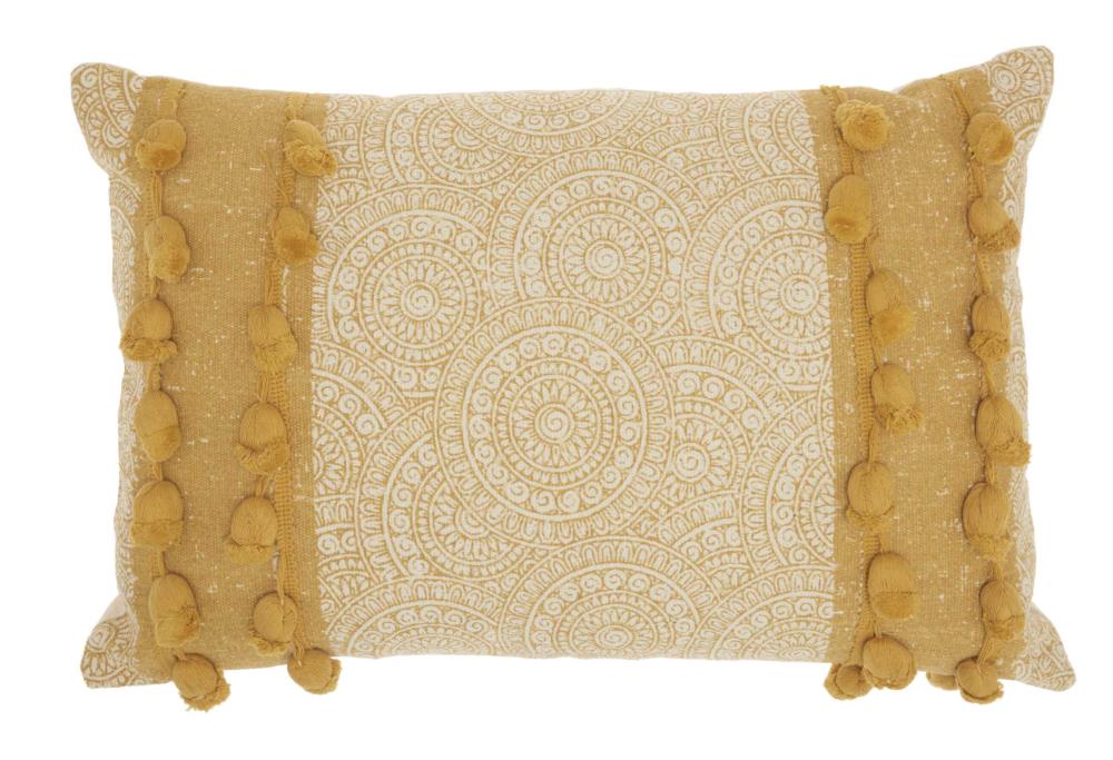 Mina Victory 798019074616 Lifestyles 16-in x 24-in Yellow Rectangular Indoor Decorative Pillow