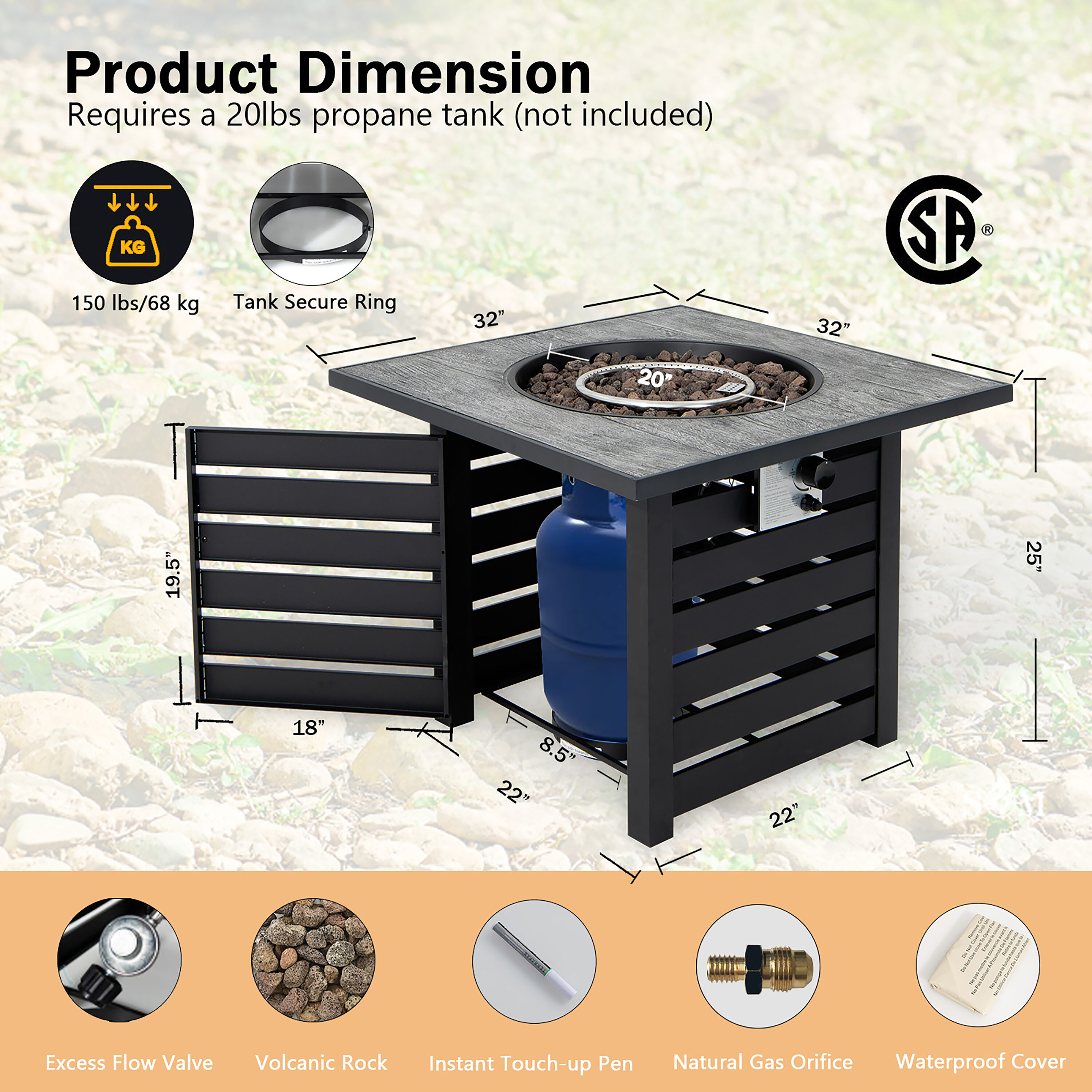 Costway NP10459 Outdoor-Gas-Firepits - View #10