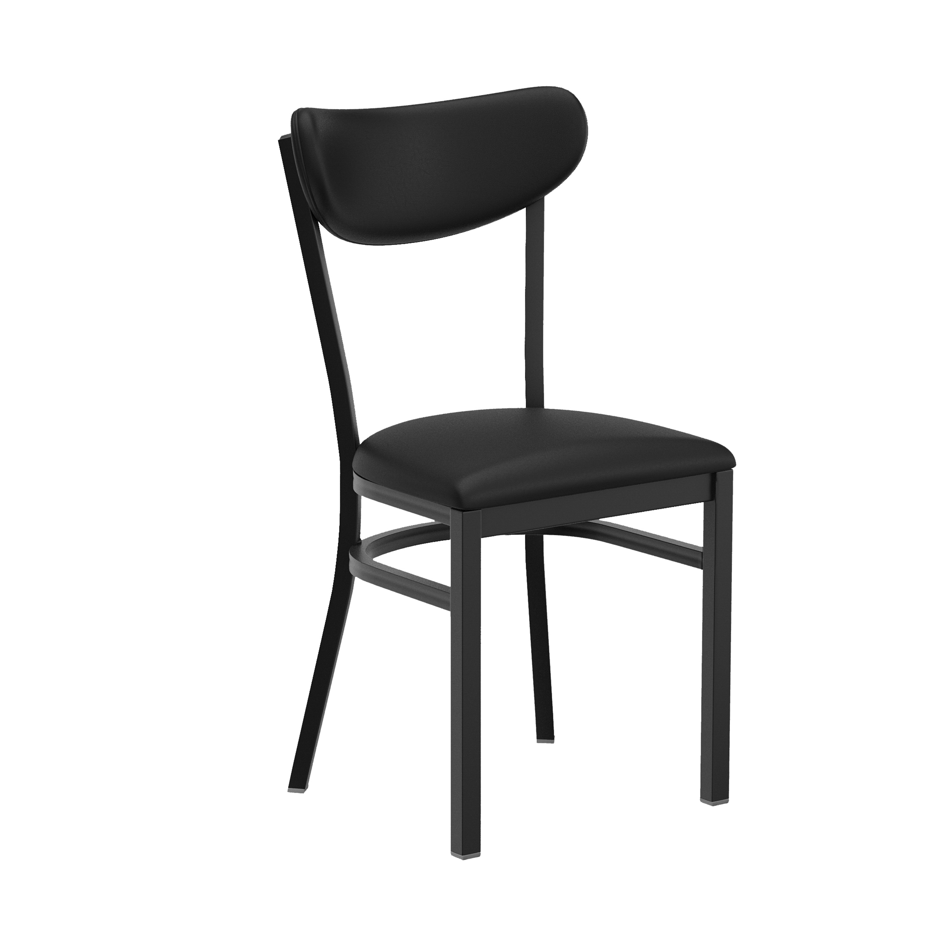 Flash Furniture 196861191770 Wright Commercial Dining Chair with 500 LB. Capacity Black Steel Frame; Black Vinyl Boomerang Back; and Black Vinyl Seat