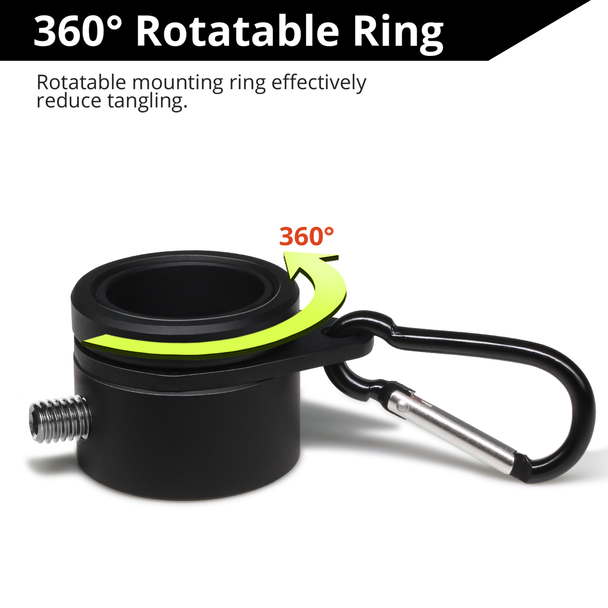 Black Aluminum 360 Degree Rotating Flagpole Rings with Carabiners
