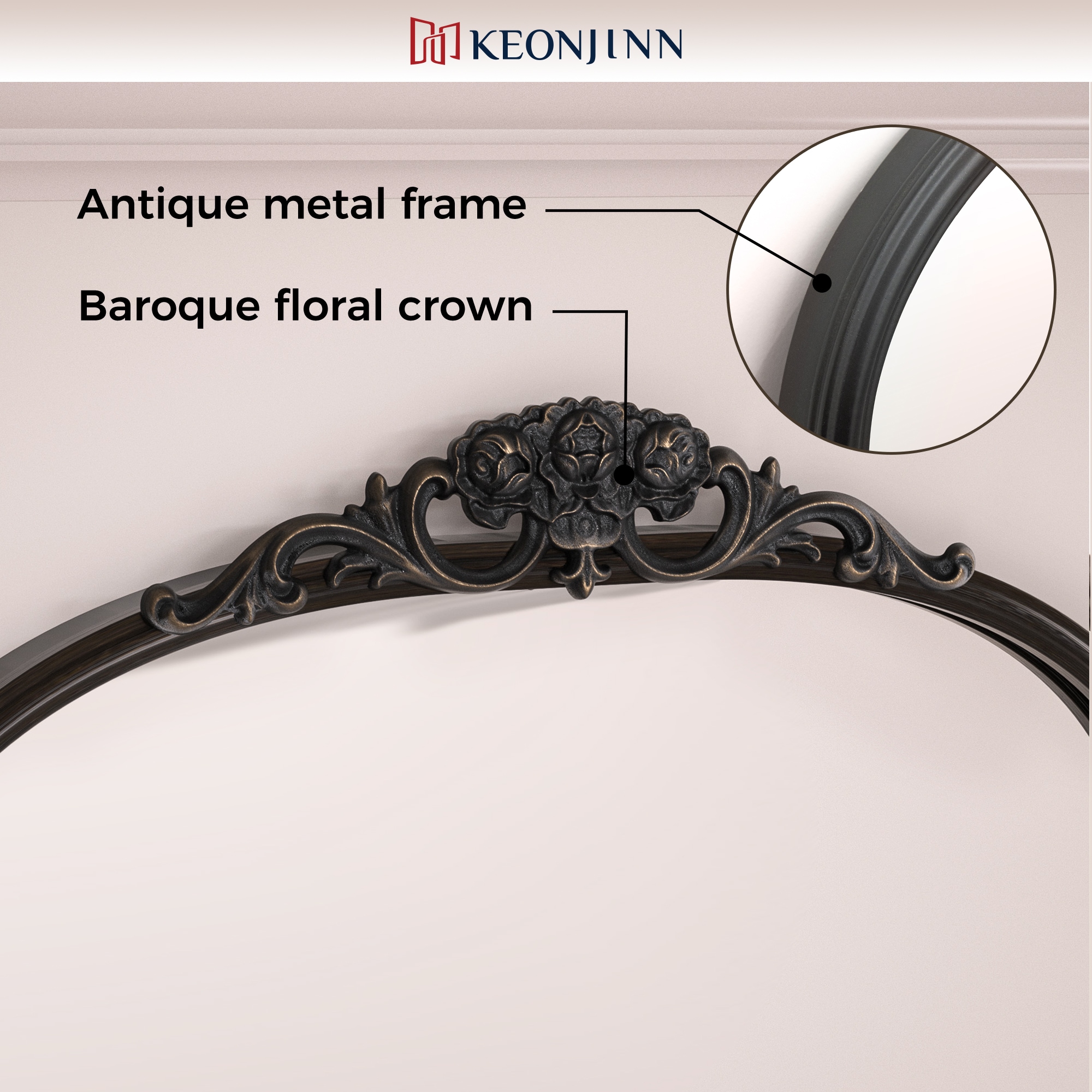 Keonjinn LW-JZ-CXFD-4060-BK Decor-Mirrors - View #4