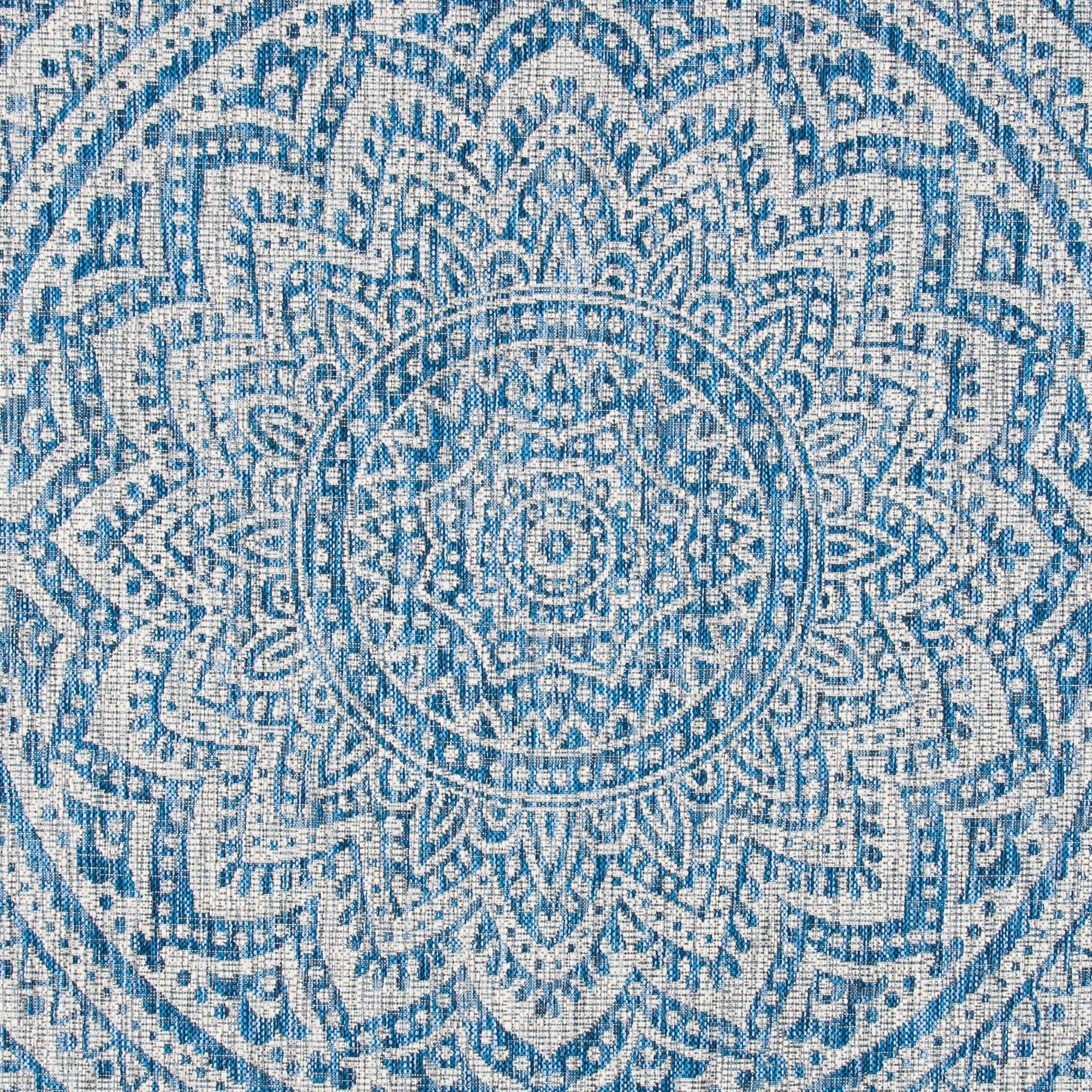 59" Round Gray Synthetic Non-Slip Easy Care Rug