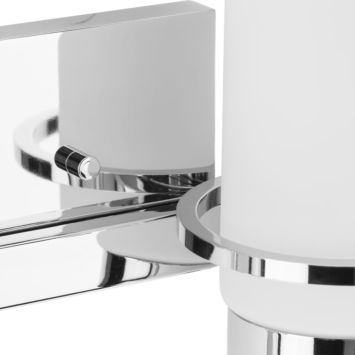 Polished Chrome Cylinder 2-Light Vanity Fixture with White Glass Shades