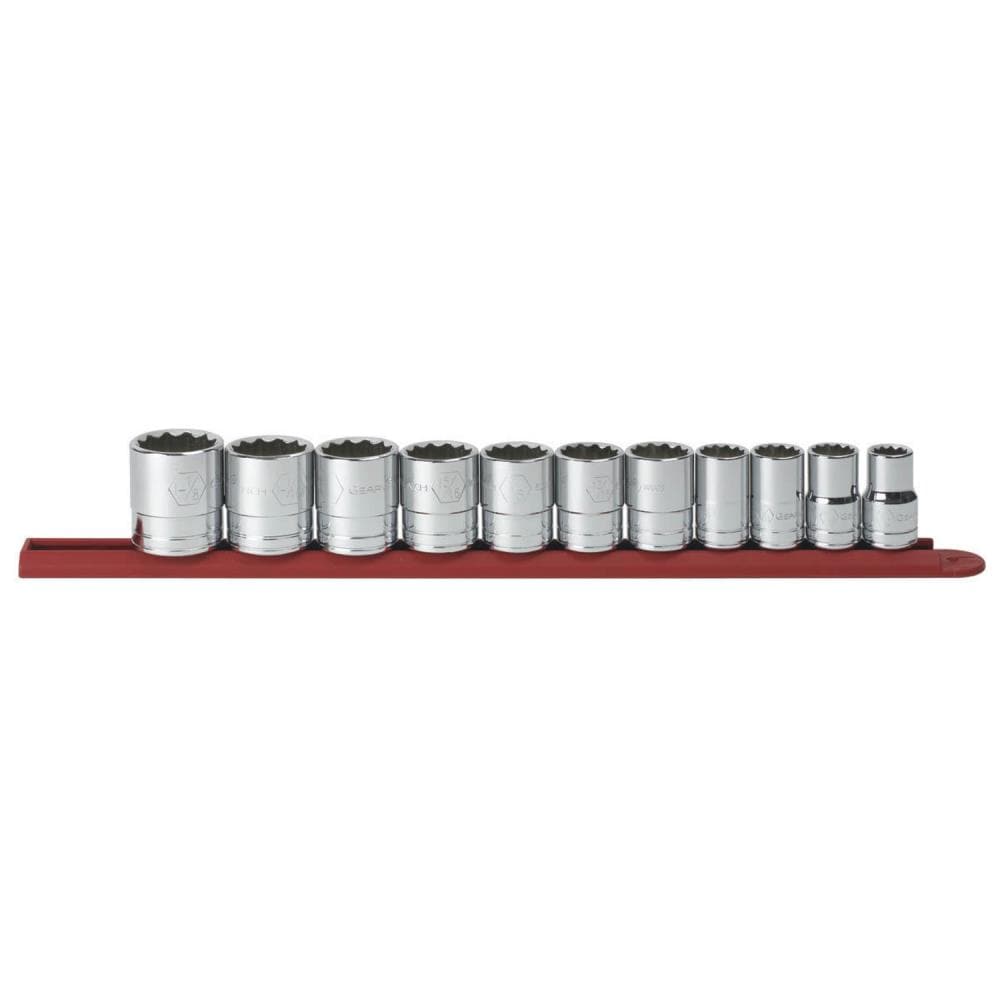 GEARWRENCH 80711 11-Piece Standard (SAE) 1/2-in Drive 12-point Set Shallow Socket Set