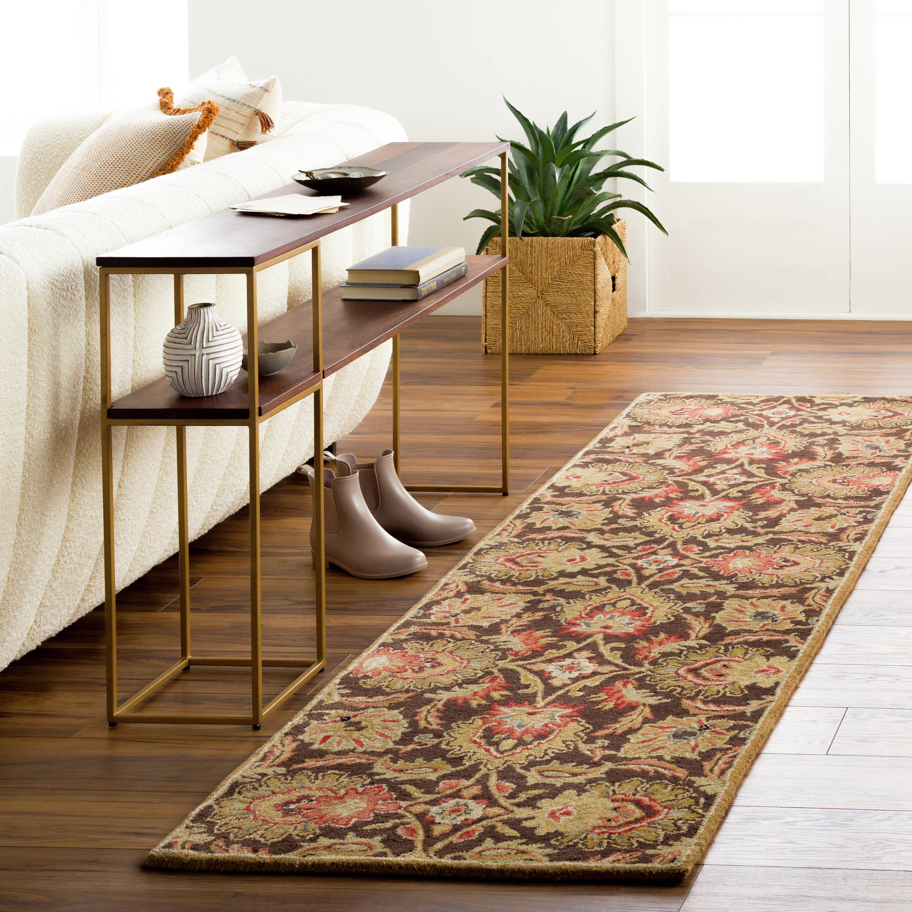 Livabliss CAE1028-268 Caesar 2 x 8 (ft) Tufted Wool Dark Brown Rectangular Indoor Border Oriental Runner rug