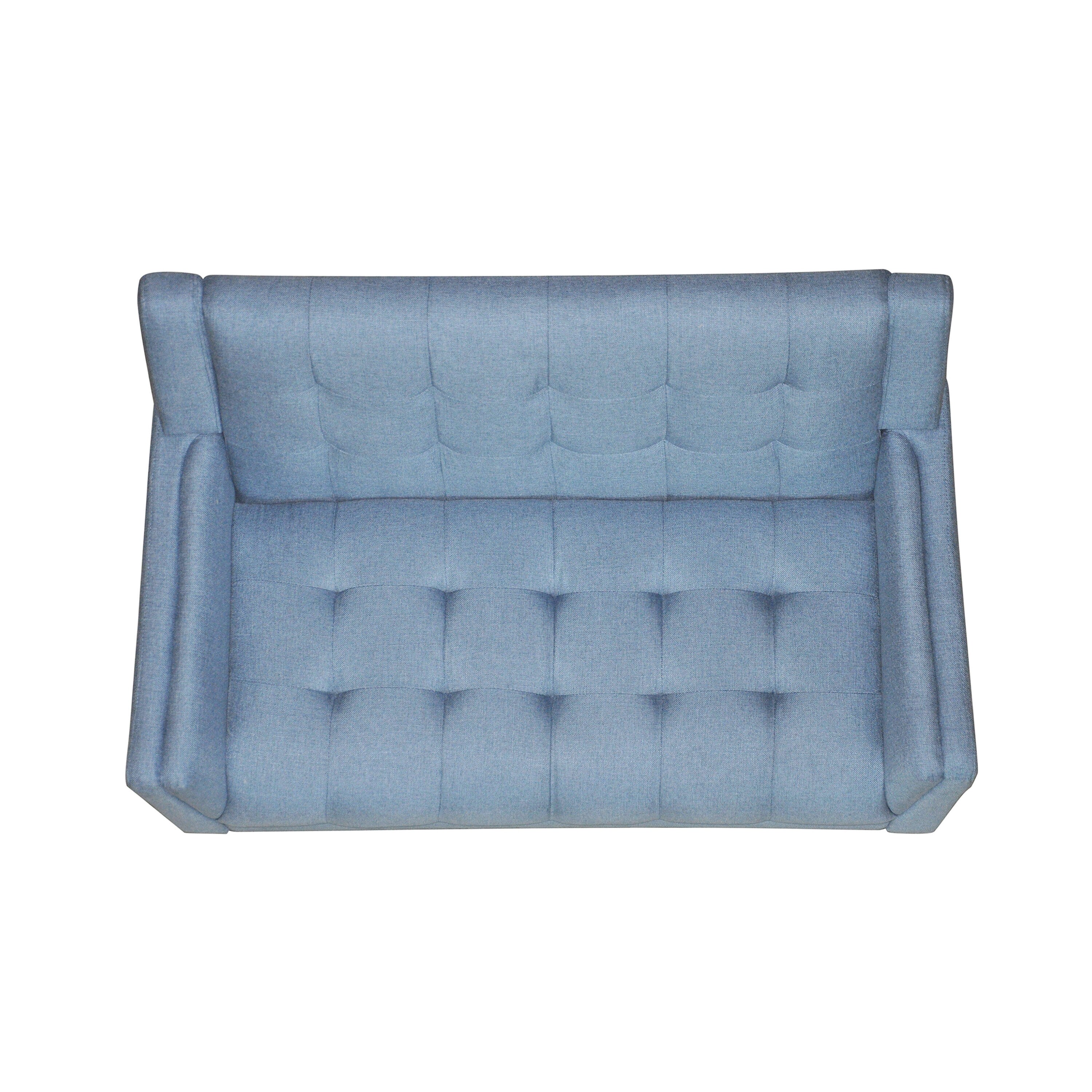 Alisa Blue Tufted Fabric Mid-Century Modern Loveseat
