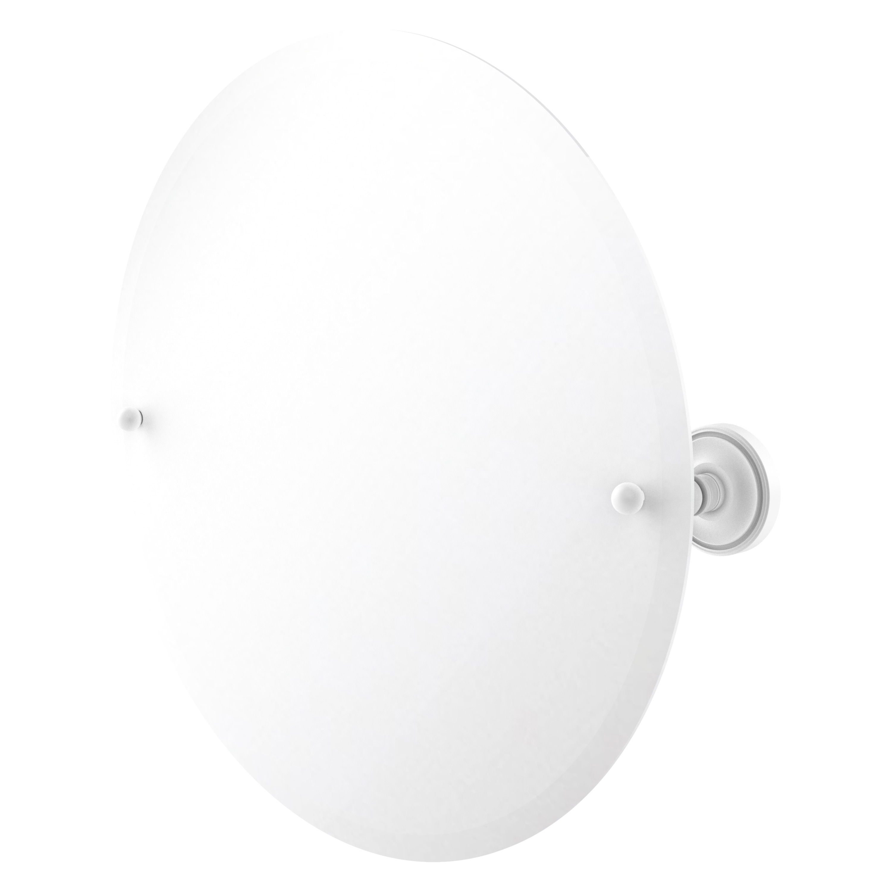 Allied Brass PR-90-WHM Prestige Regal 22-Inches x 22-Inches Beveled Frameless Round Tilting Bathroom Vanity Mirror ( Matte White )