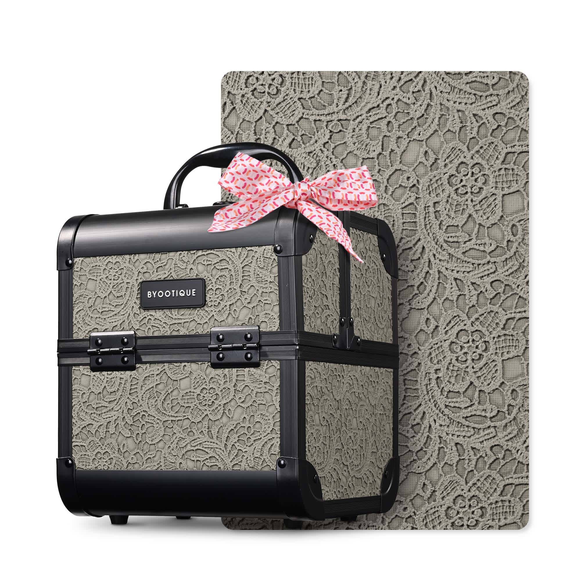 Yescom 12MKC028-S-RCC09-LO Byootique Makeup Train Case Cosmetic Organizer with Mirror Artist Rococo GainsBoro