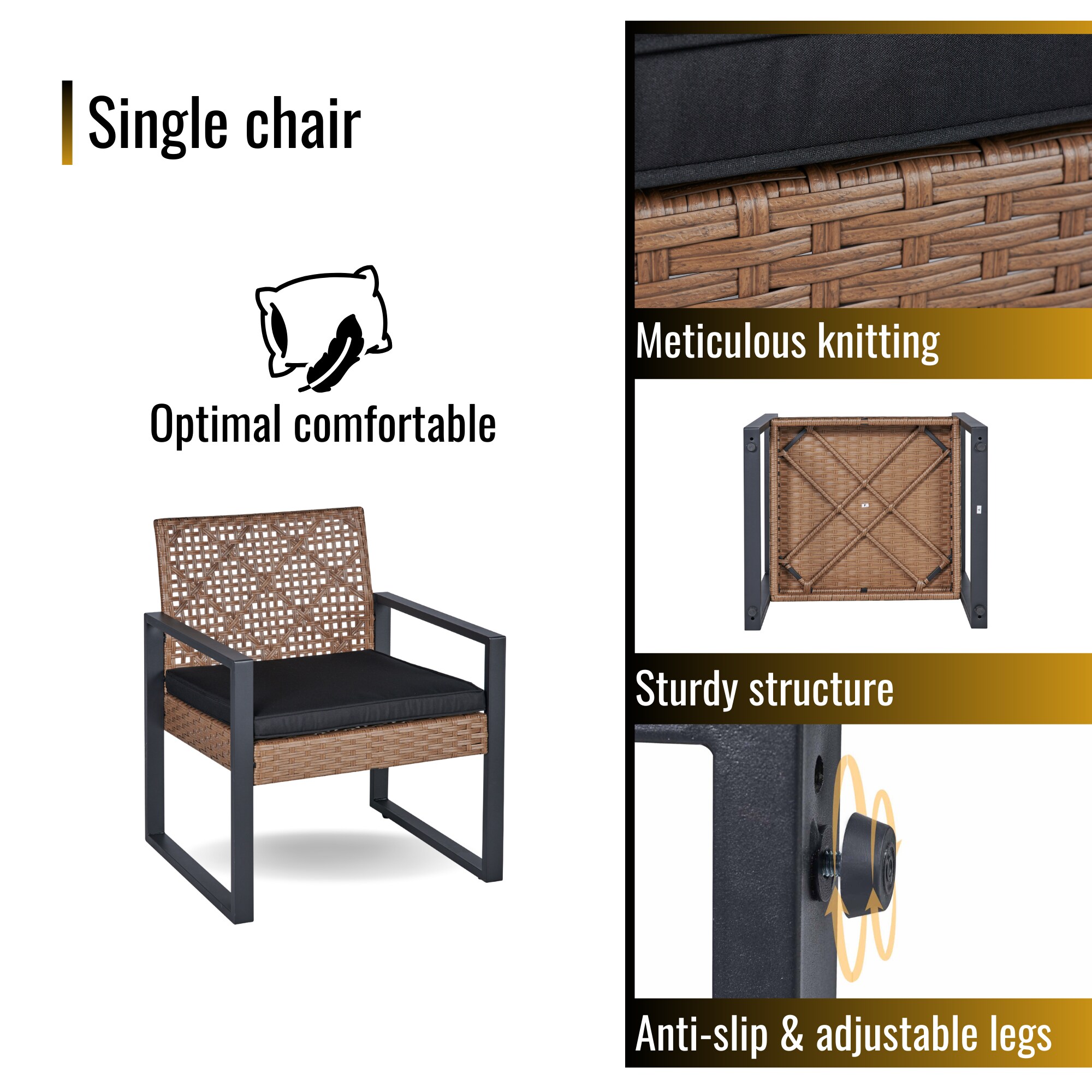 Hrinhom HC-OT04-LIGHT BROWN Patio-Conversation-Sets - View #7